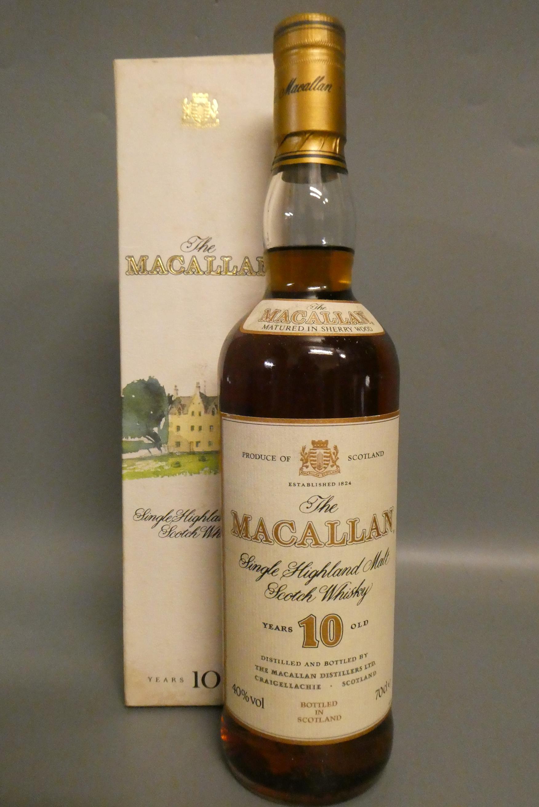 One bottle The Macallan 10 year old single Highland malt Scotch whisky, boxed, 40% 70cl (Est. plus Image