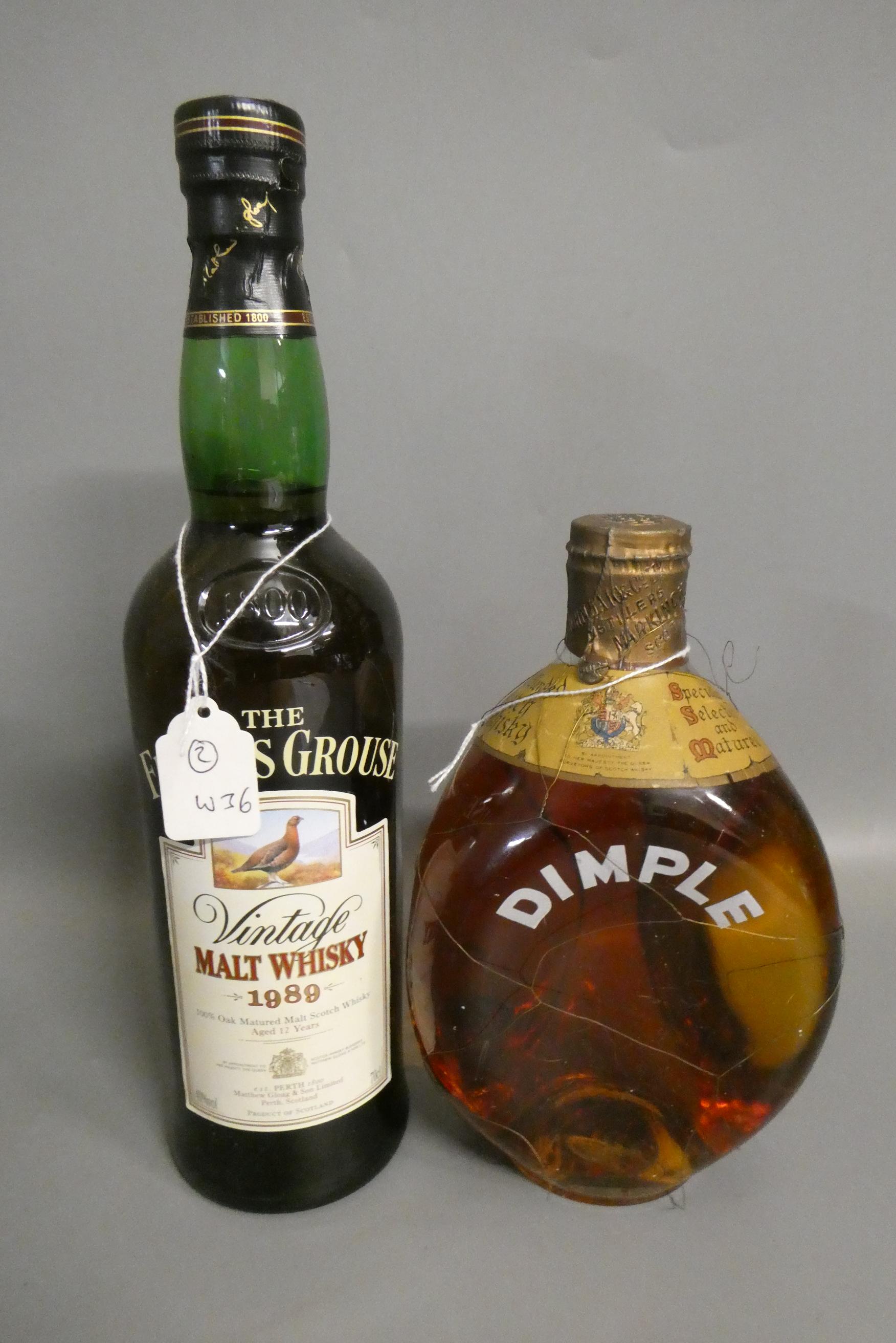 Two bottles of whisky, comprising a 12yr old Famous Grouse 1989 vintage malt whisky, and a Dimble Image