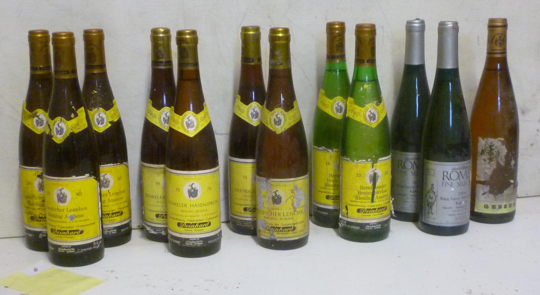 Three bottles 1983 and two bottles 1971 Oestricher Lenchen Riesling Image