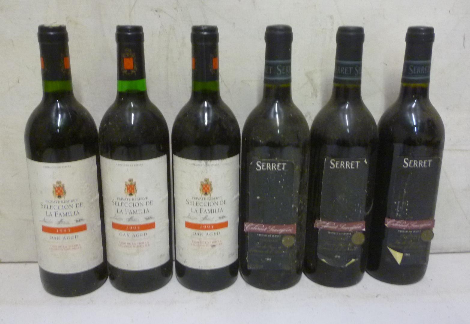 Three bottles 1999 Serret Cabernet Sauvignon Coteaux de L'Ardeche and three bottles 1995 La Tierra Image