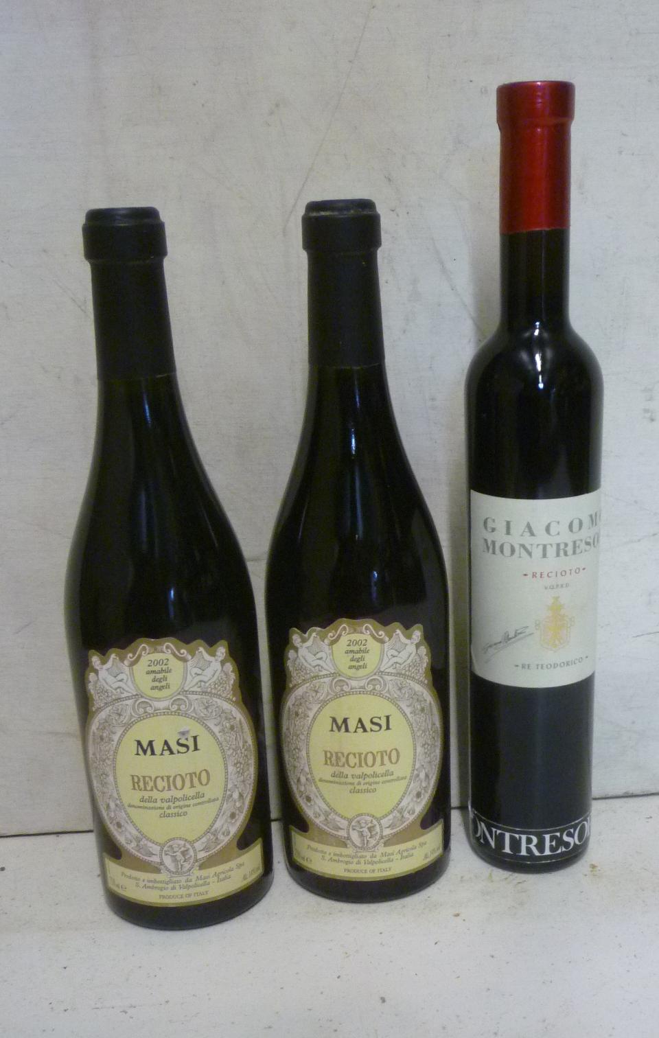 Two bottles Masi Recioto Valpolicella and one 500cl bottle 2004 Giacomo Montresor Recioto Image