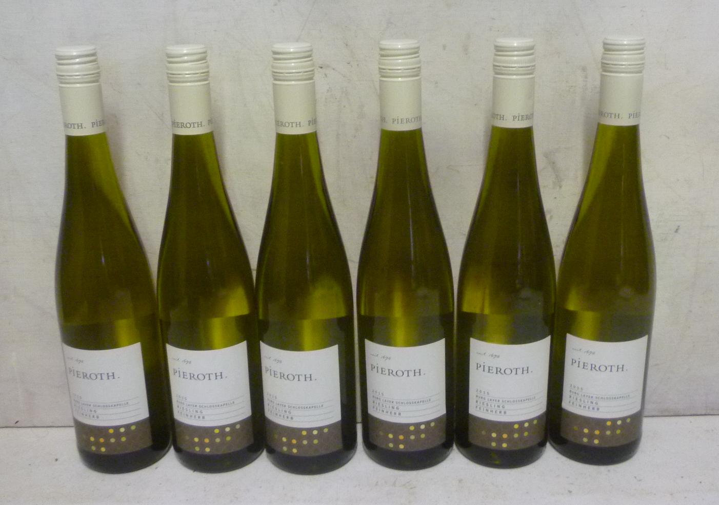 Six bottles 2015 Burg Layer Schlosskapelle Riesling Feinhert Image