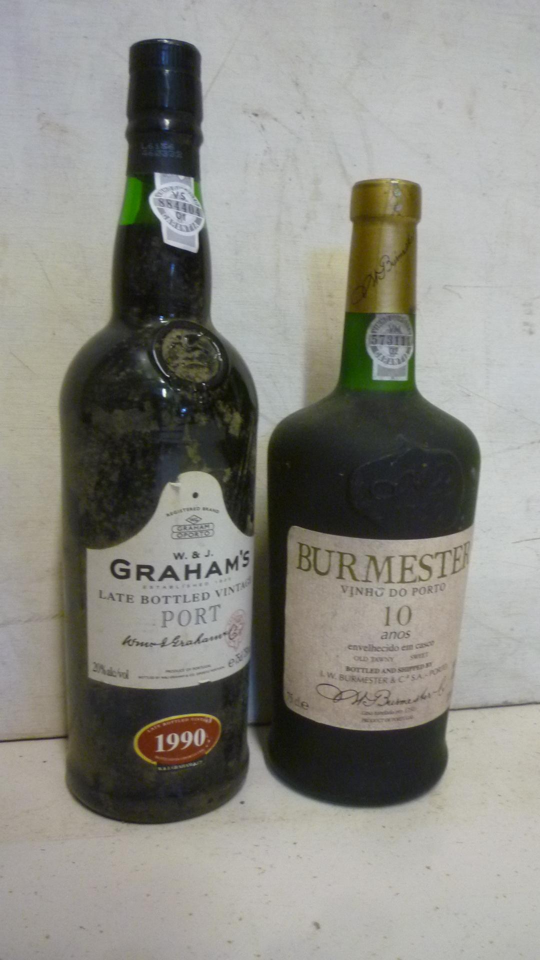 One bottle 1990 Graham's LBV and one bottle Burmester 10 year old Tawny Image