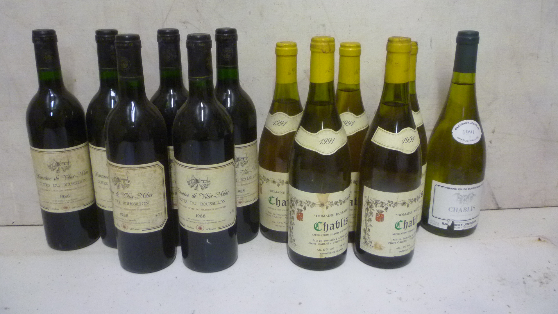 Five bottles 1991 Chablis Baillard Image