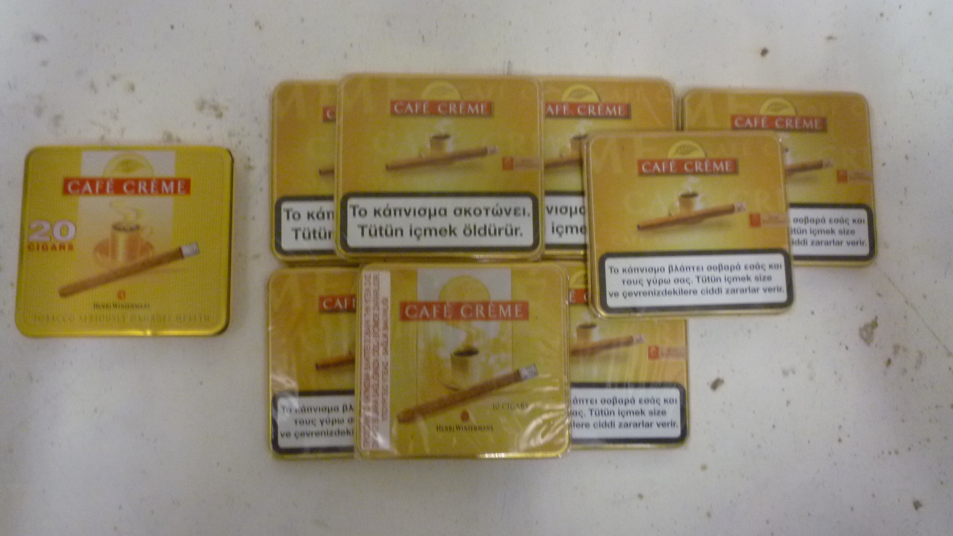 Eight Henri Winterman's tins of ten Cafe Creme (sealed) Image