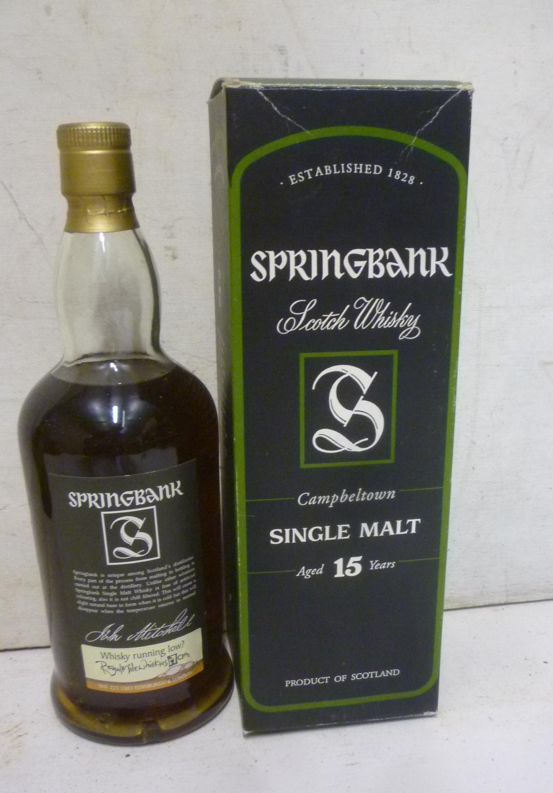 One bottle Springbank 15 year old Campbeltown single malt Image