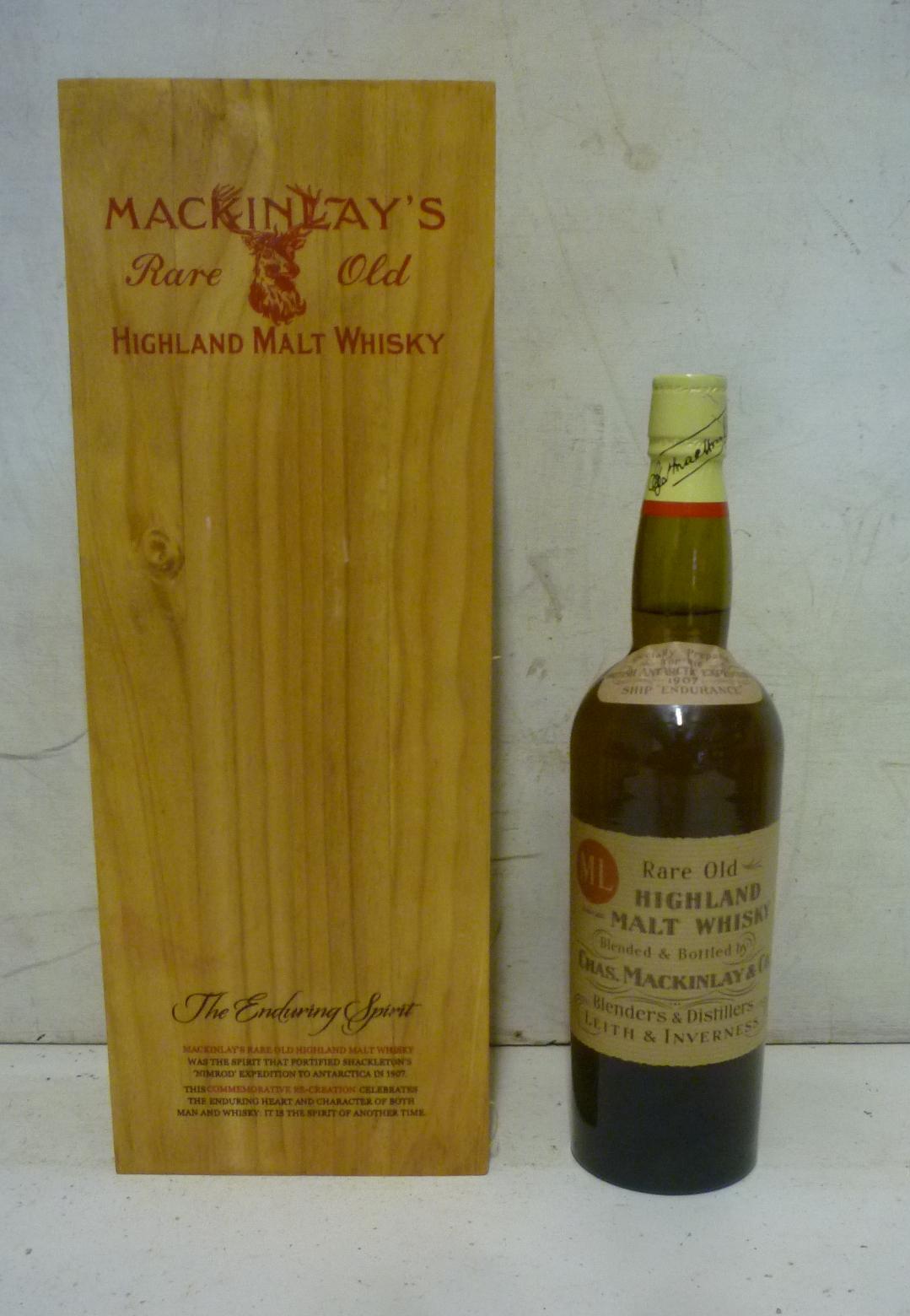 One bottle MacKinlay's Rare Old Highland Malt "British Antarctic Expedition 1907" Image