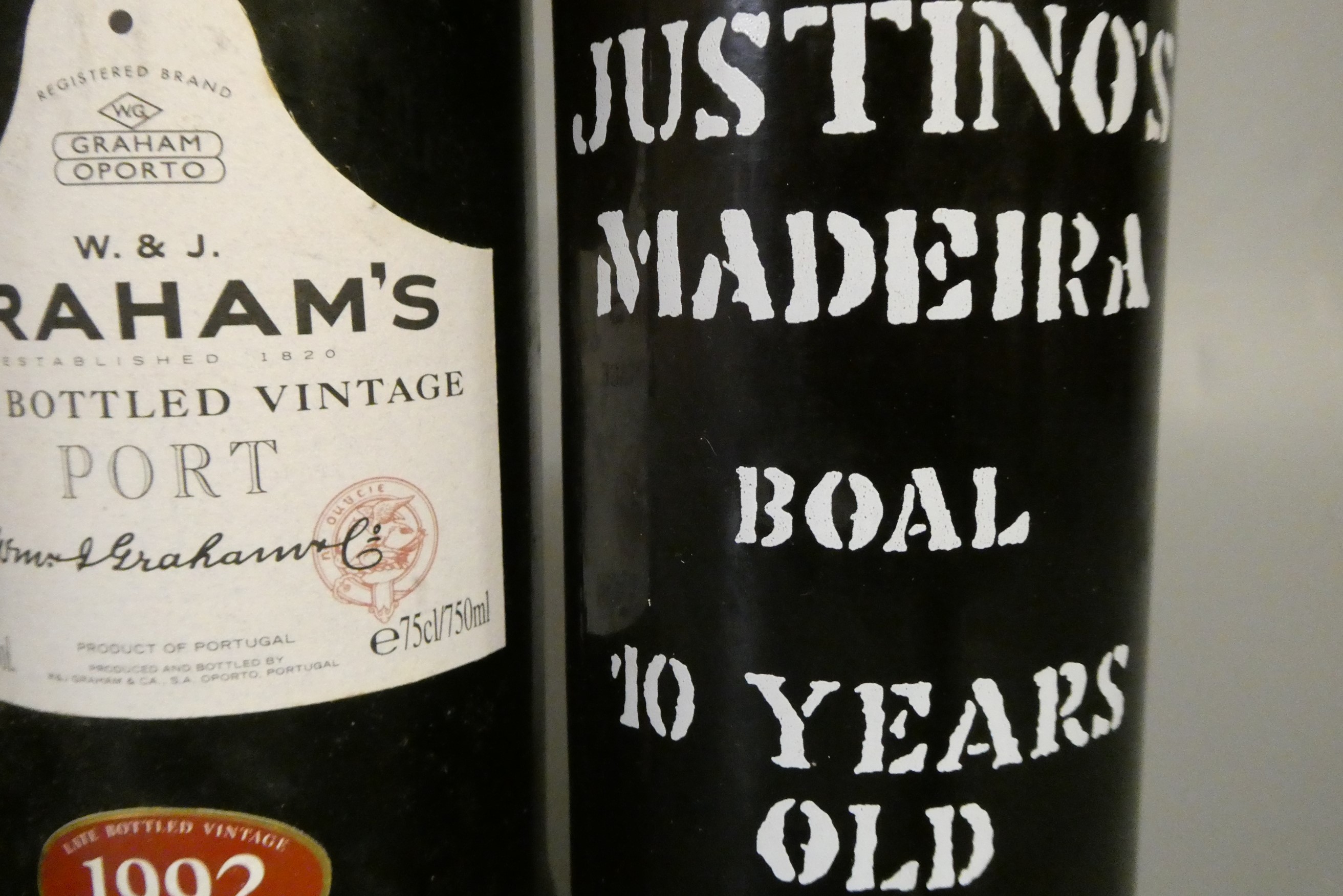 3 bottles of port comprising 1 Dow's 1986 crusted, 1 Graham's 1992 LBV and 1 Justino's 10 year old Image