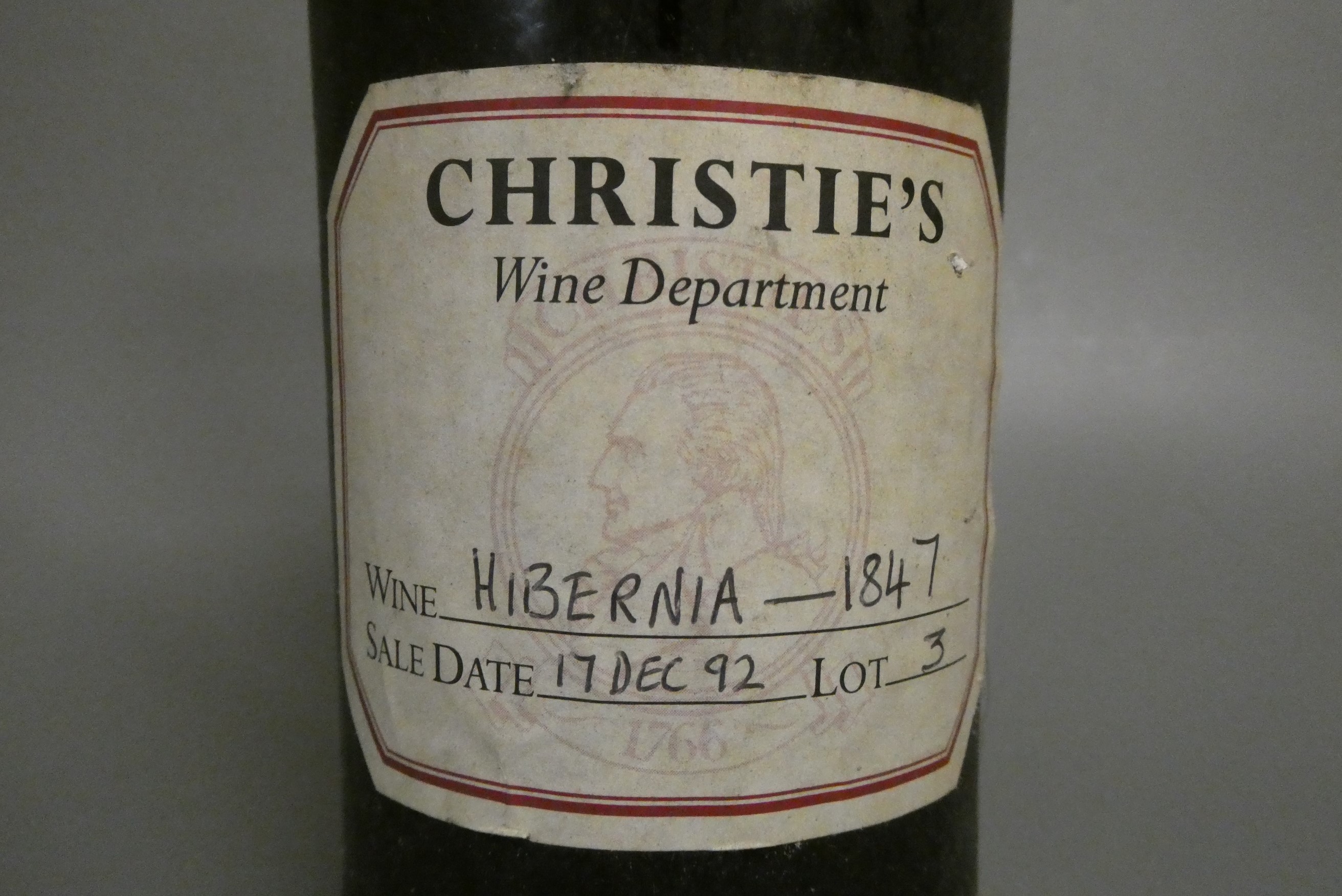 1 bottle Hibernia 1847, with Christies Label (Est. plus 24% premium inc. VAT) Image