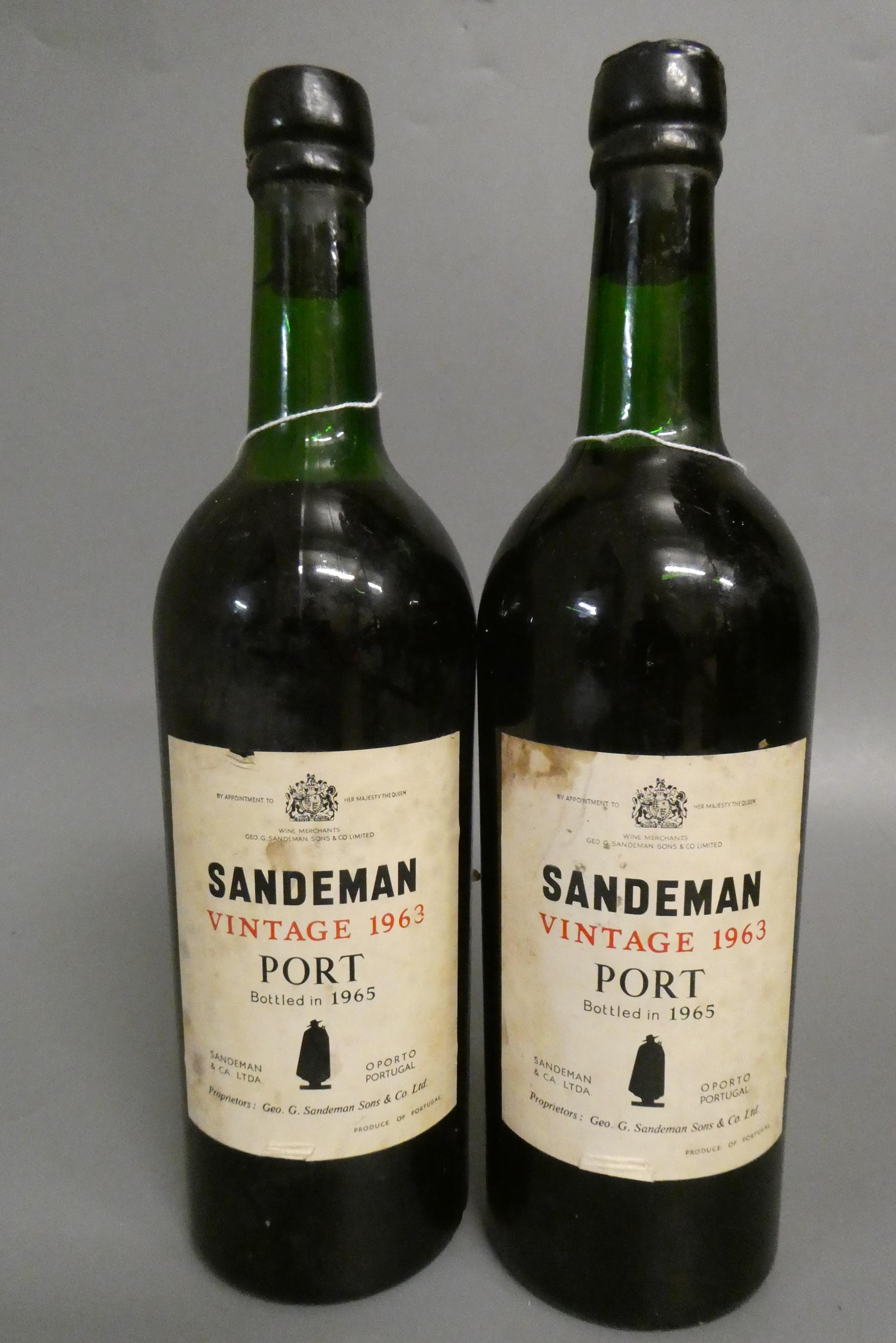 2 bottles Sandeman 1963 vintage port (Est. plus 24% premium inc. VAT) Image