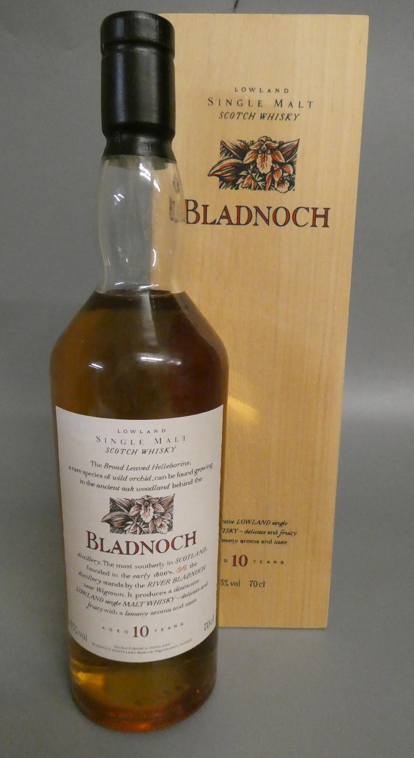 1 bottle Bladnoch 10 year old Lowland single malt whisky, 43%, wood box (Est. plus 24% premium inc. Image