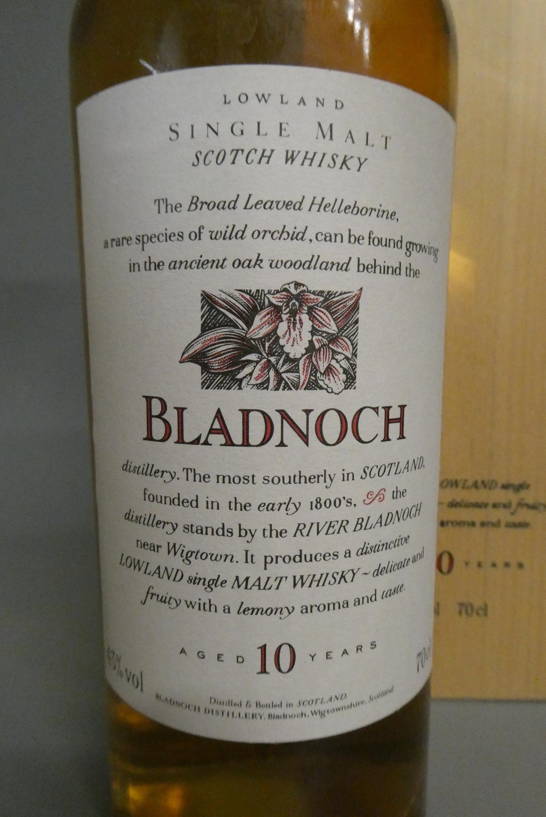 1 bottle Bladnoch 10 year old Lowland single malt whisky, 43%, wood box (Est. plus 24% premium inc. Image
