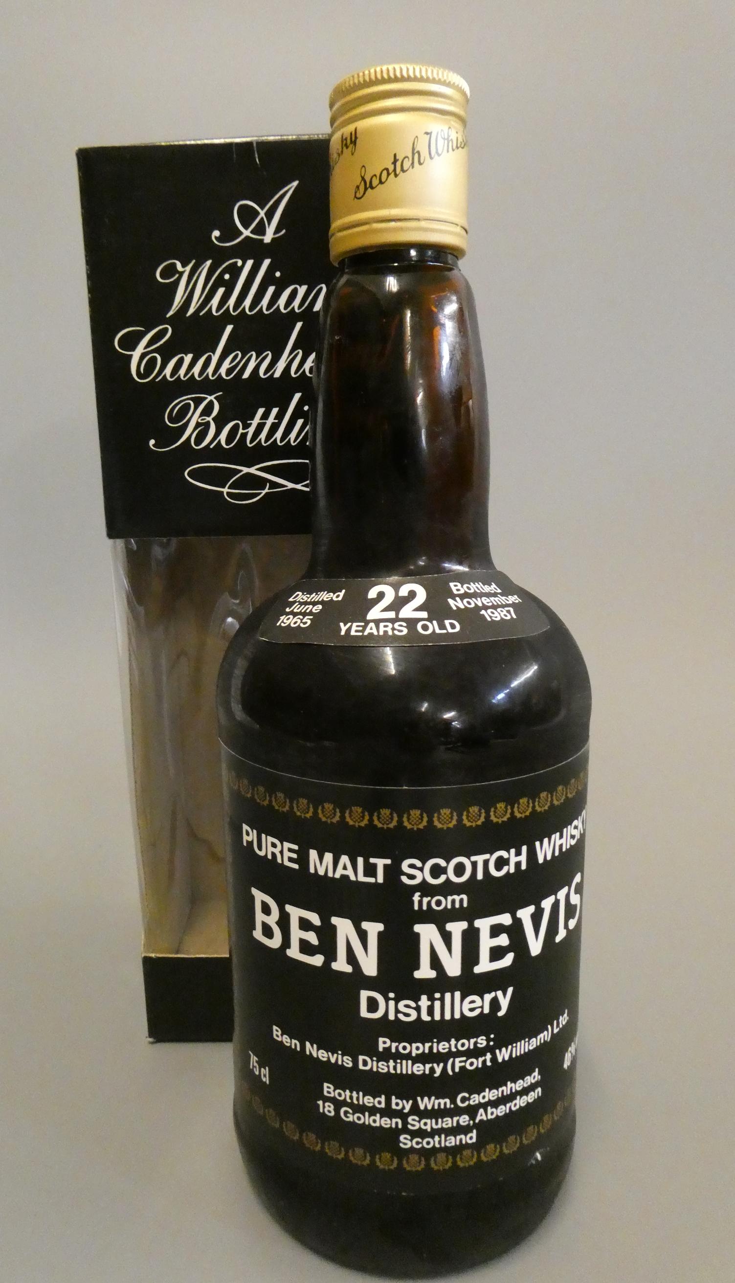 1 bottle Ben Nevis 22 year old pure malt whisky, 46%, distilled June 1965, bottled November 1987, Image