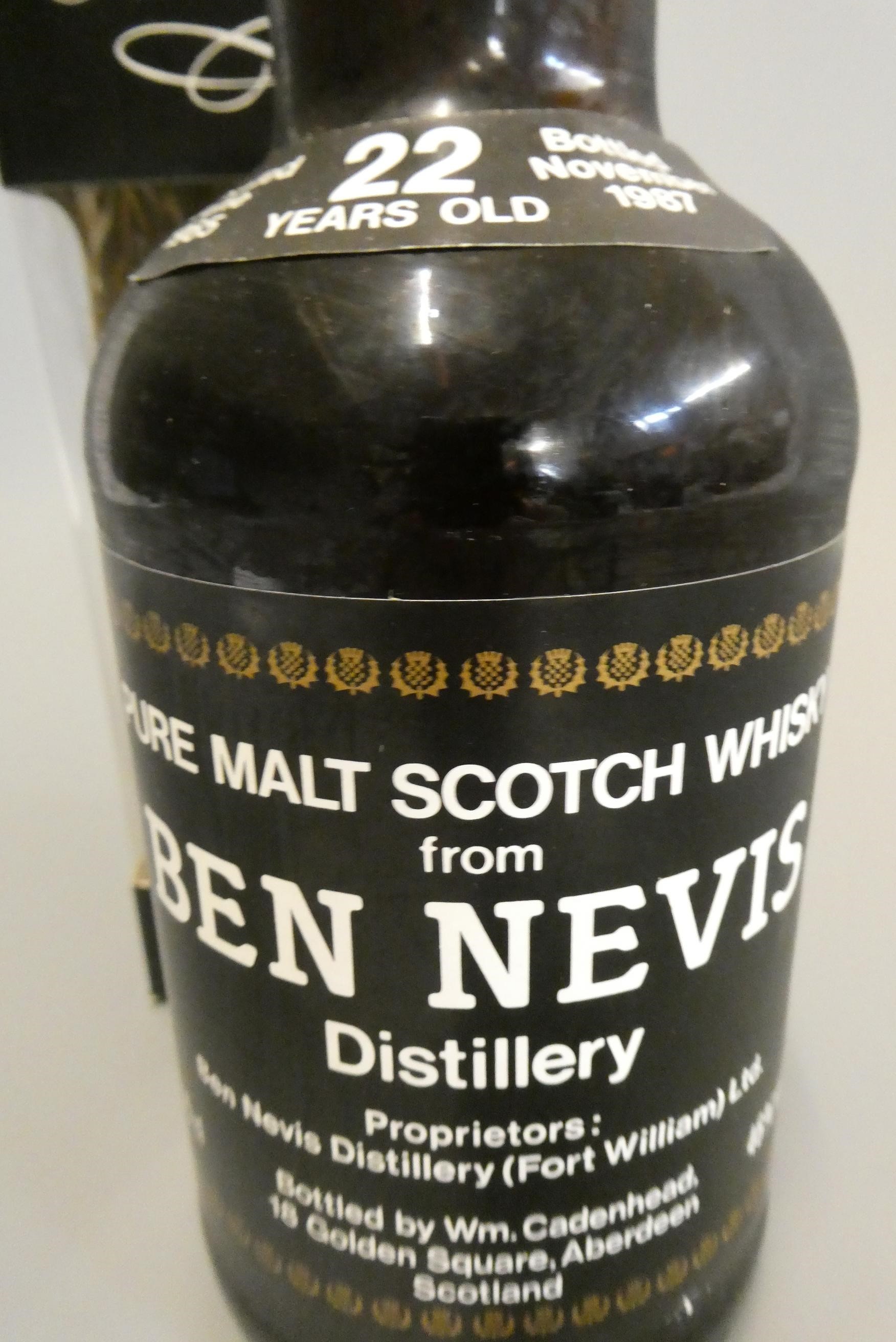 1 bottle Ben Nevis 22 year old pure malt whisky, 46%, distilled June 1965, bottled November 1987, Image