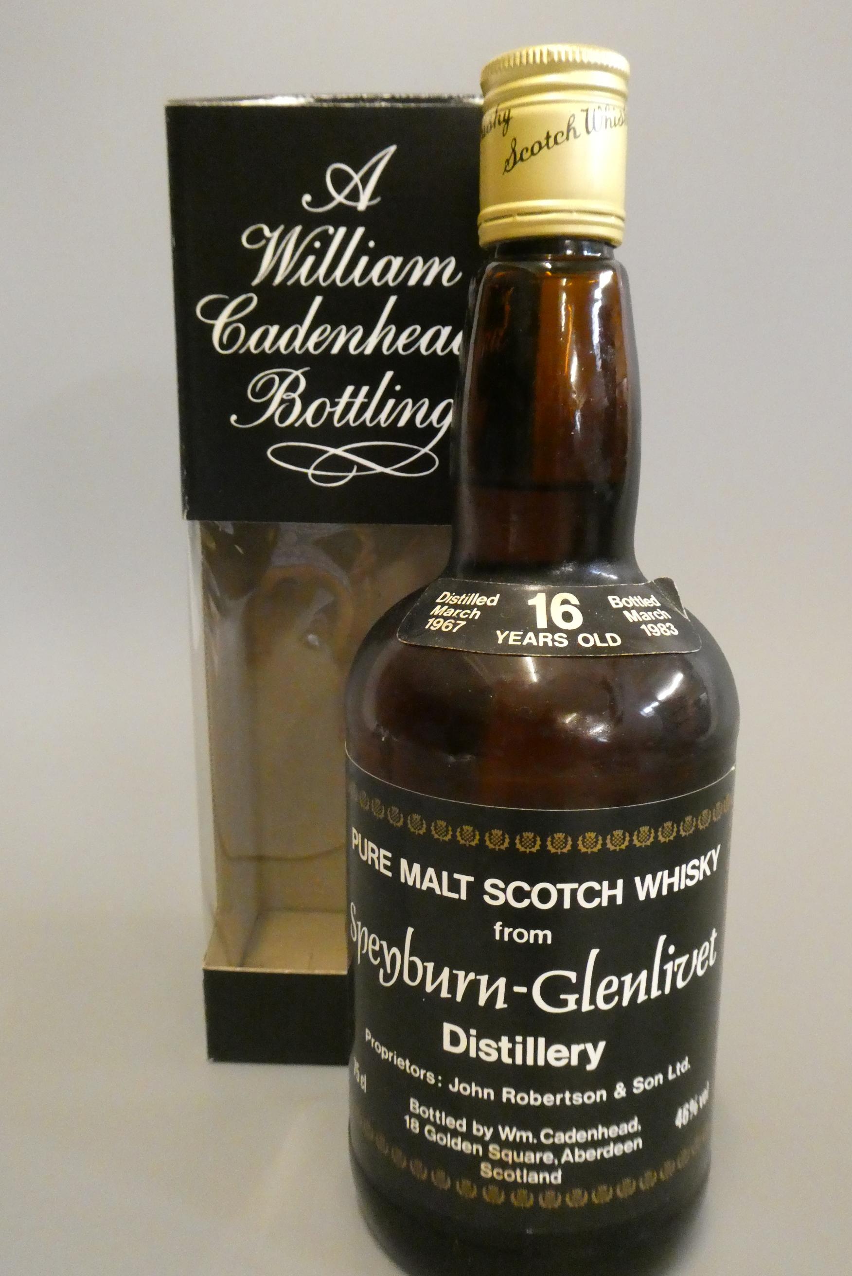 1 bottle Speyburn-Glenlivet 16 year old pure malt whisky, 46%, distilled March 1967, bottled March Image
