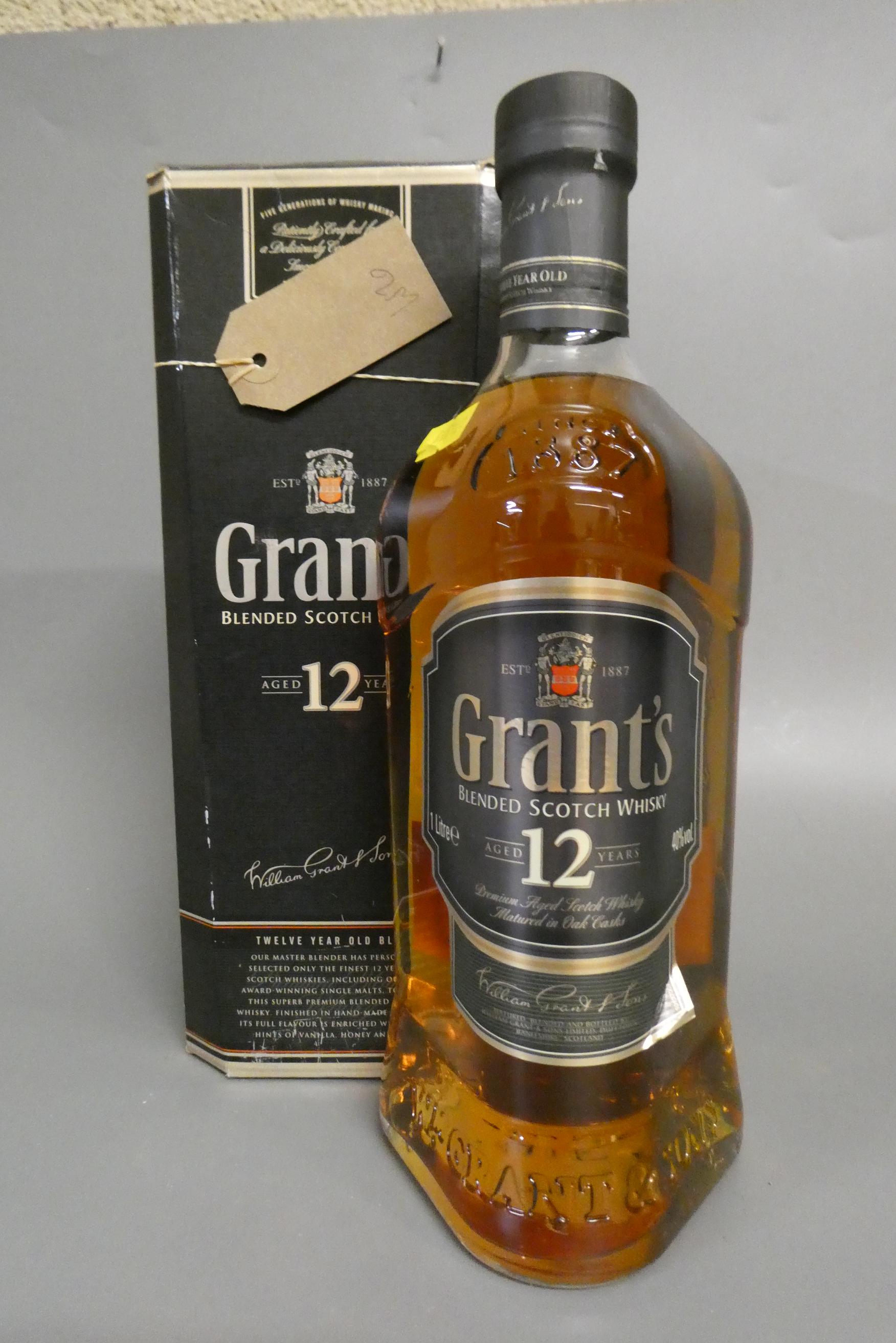 1 litre Grants 12 year old blended Scotch whisky, 40%, boxed (Est. plus 24% premium inc. VAT) Image