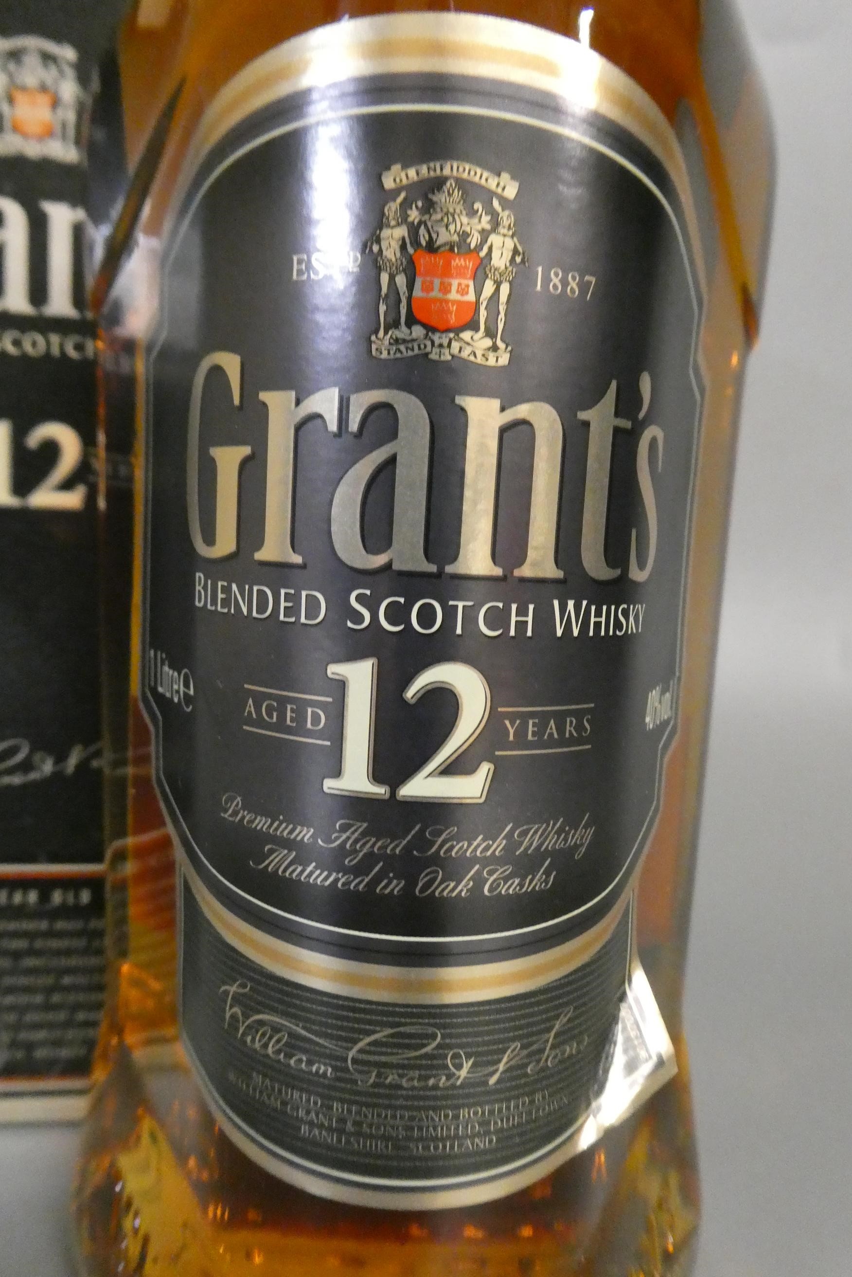 1 litre Grants 12 year old blended Scotch whisky, 40%, boxed (Est. plus 24% premium inc. VAT) Image
