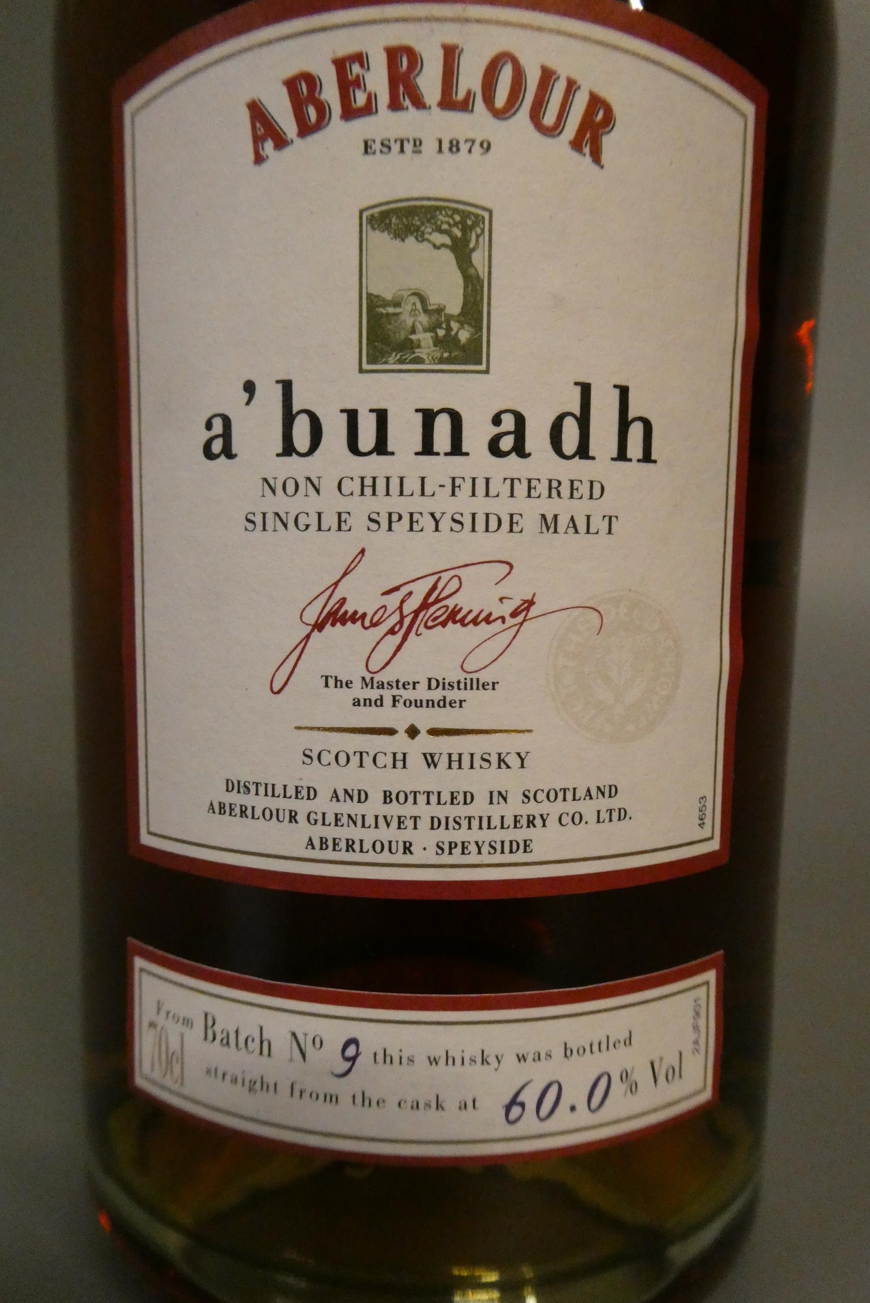 1 bottle Aberlour a'bunadh single Speyside malt whisky, batch no.9, 60% vol. (Est. plus 24% premium Image