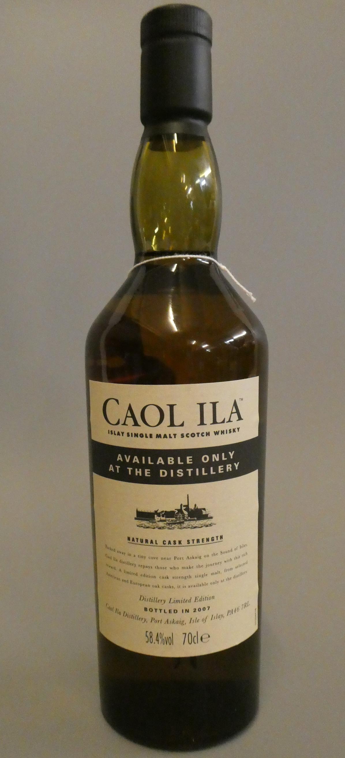 1 bottle Caol Ila Islay single malt whisky, "Available only at the distillery", natural cask Image