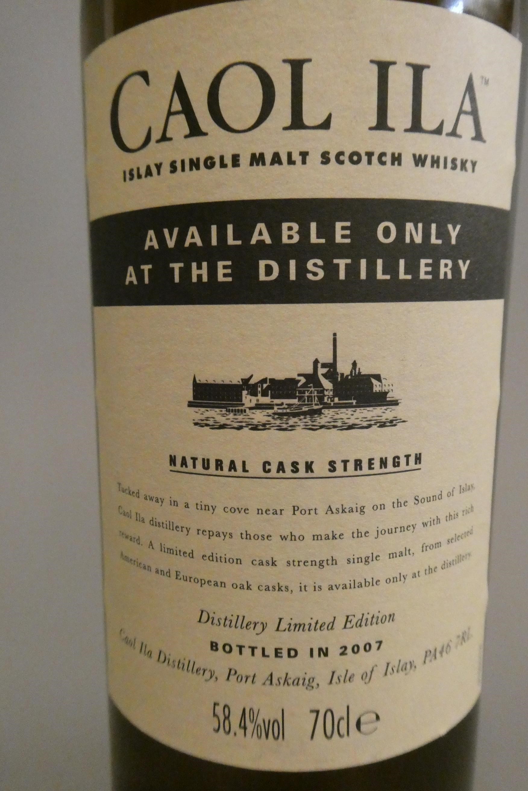 1 bottle Caol Ila Islay single malt whisky, "Available only at the distillery", natural cask Image