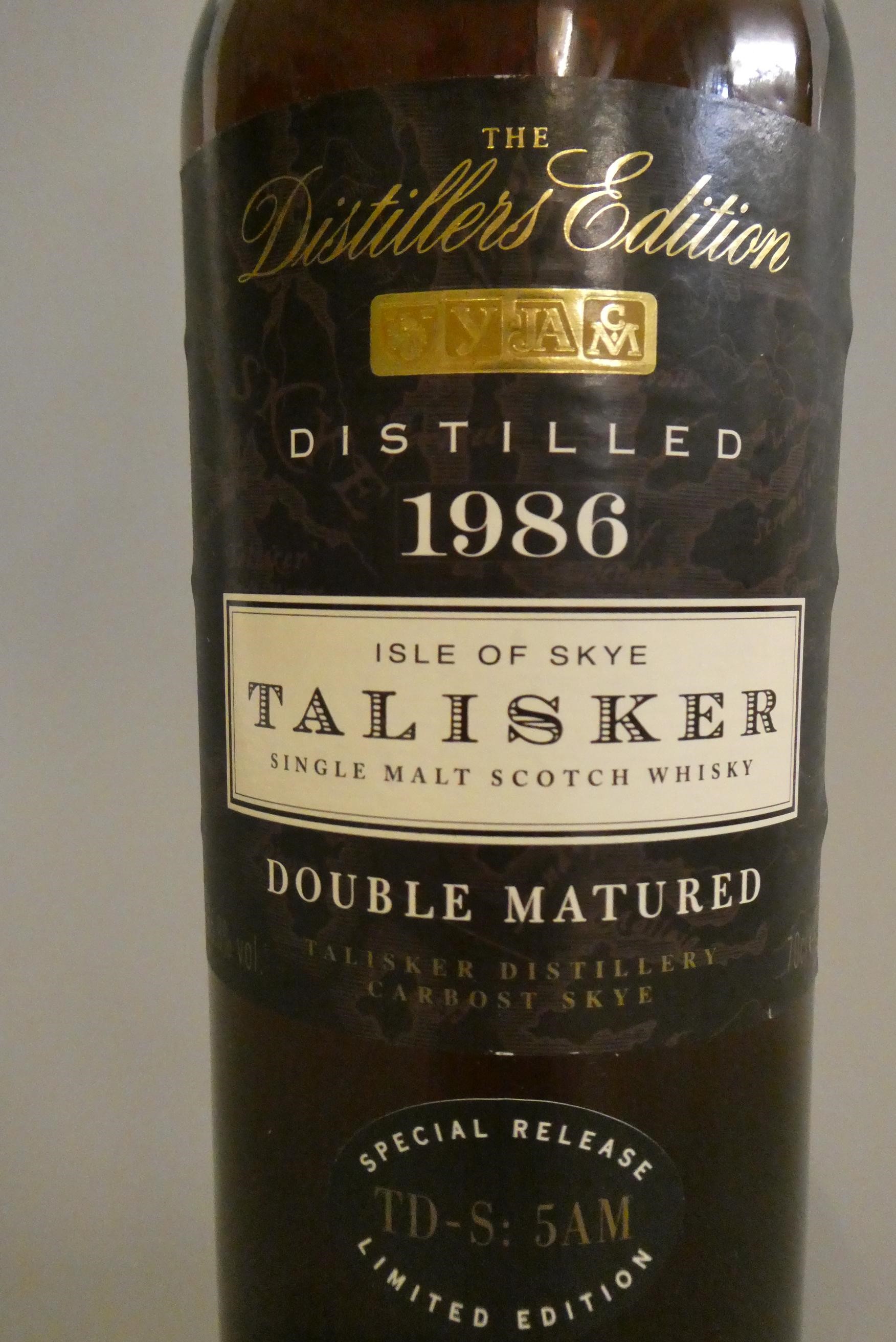 1 bottle Talisker The Distillers Edition double matured Skye single malt whisky, distilled 1986, Image