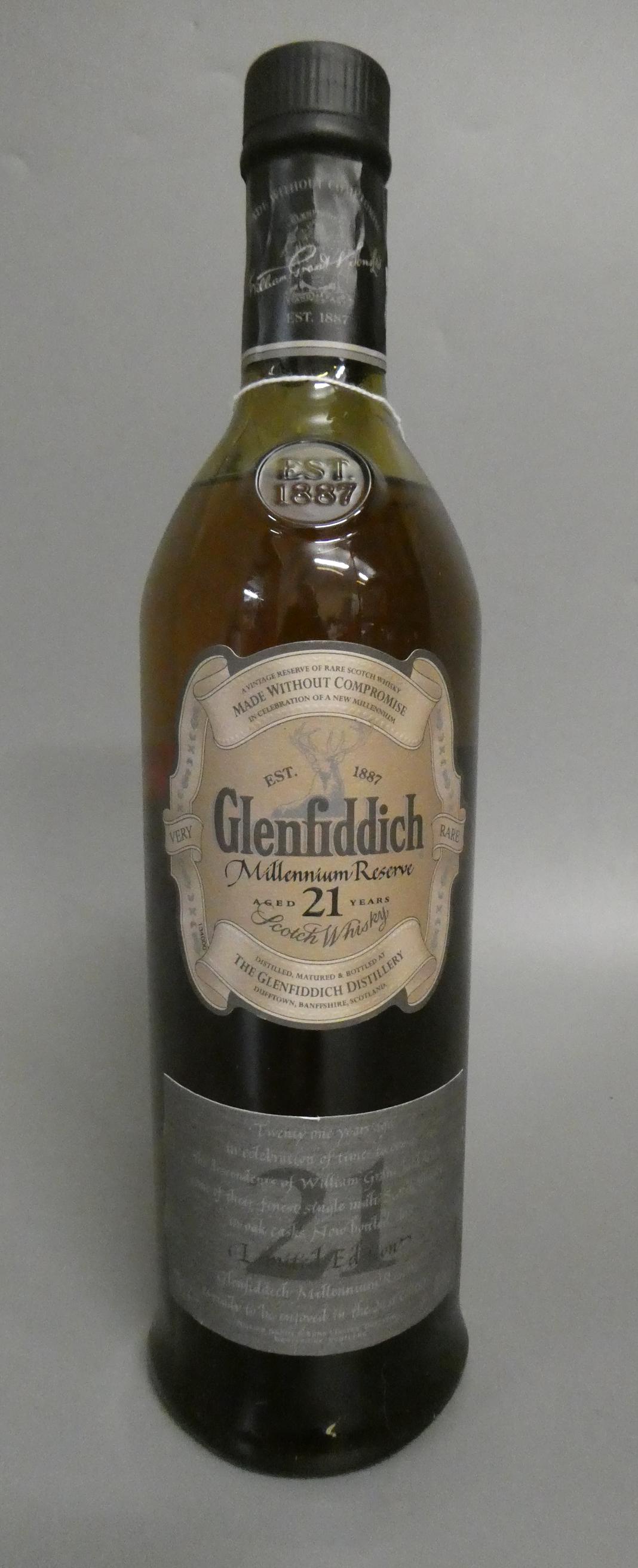 1 bottle Glenfiddich 21 year old Millennium reserve limited edition single malt whisky, 40% (Est. Image