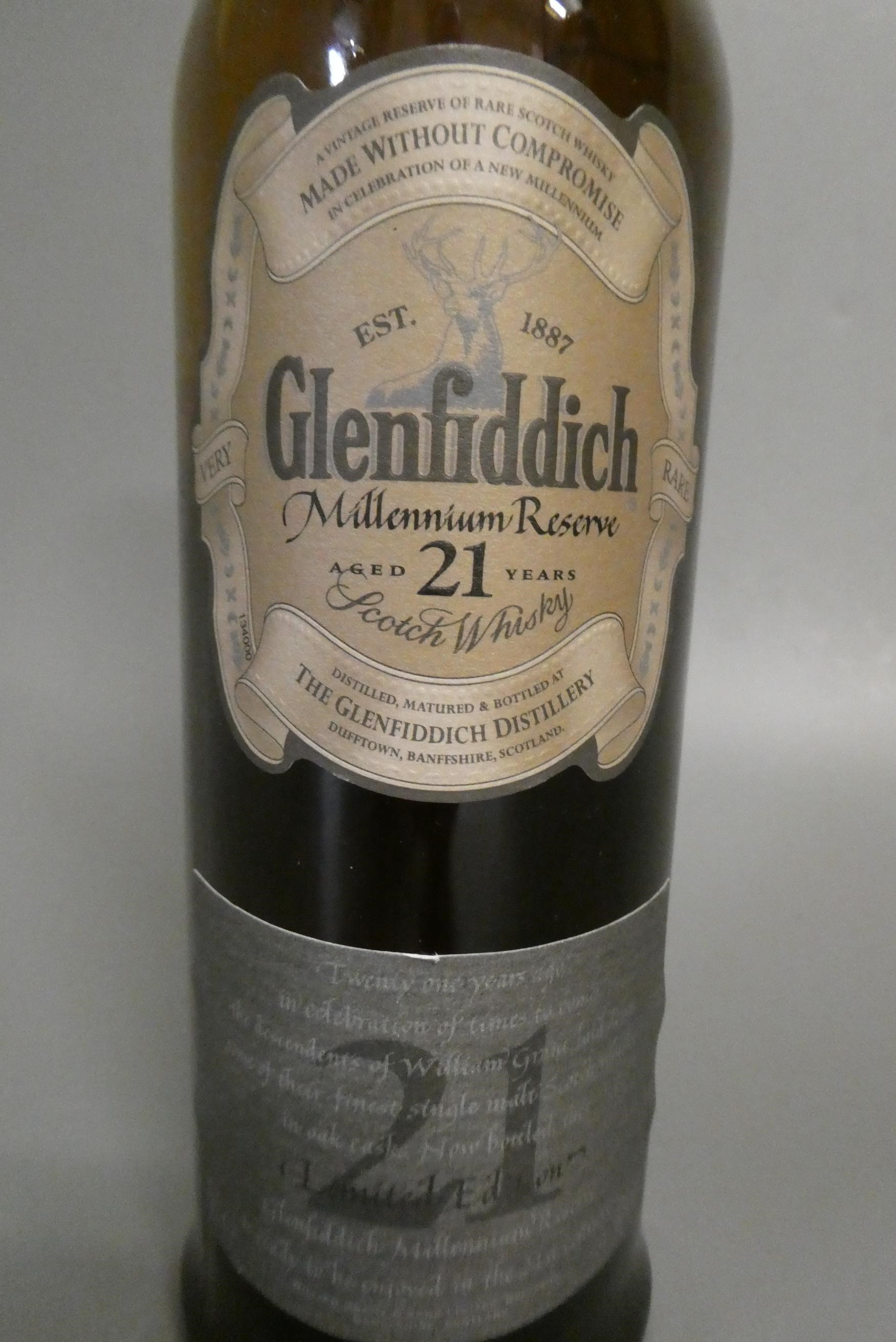 1 bottle Glenfiddich 21 year old Millennium reserve limited edition single malt whisky, 40% (Est. Image