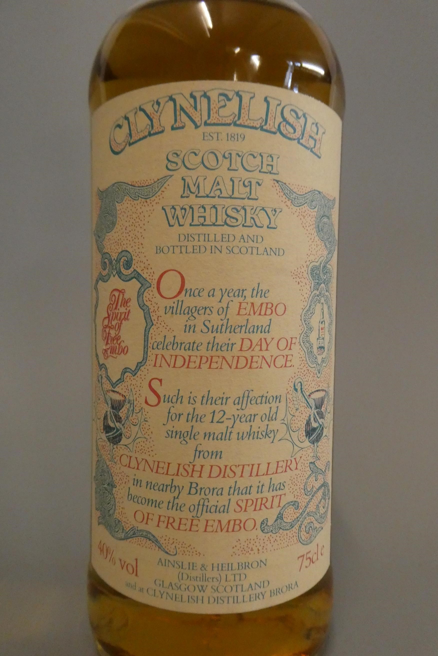 1 bottle Clynelish 12 year old single malt whisky, The Spirit of Free Embo, 40%, 75cl (Est. plus 24% Image