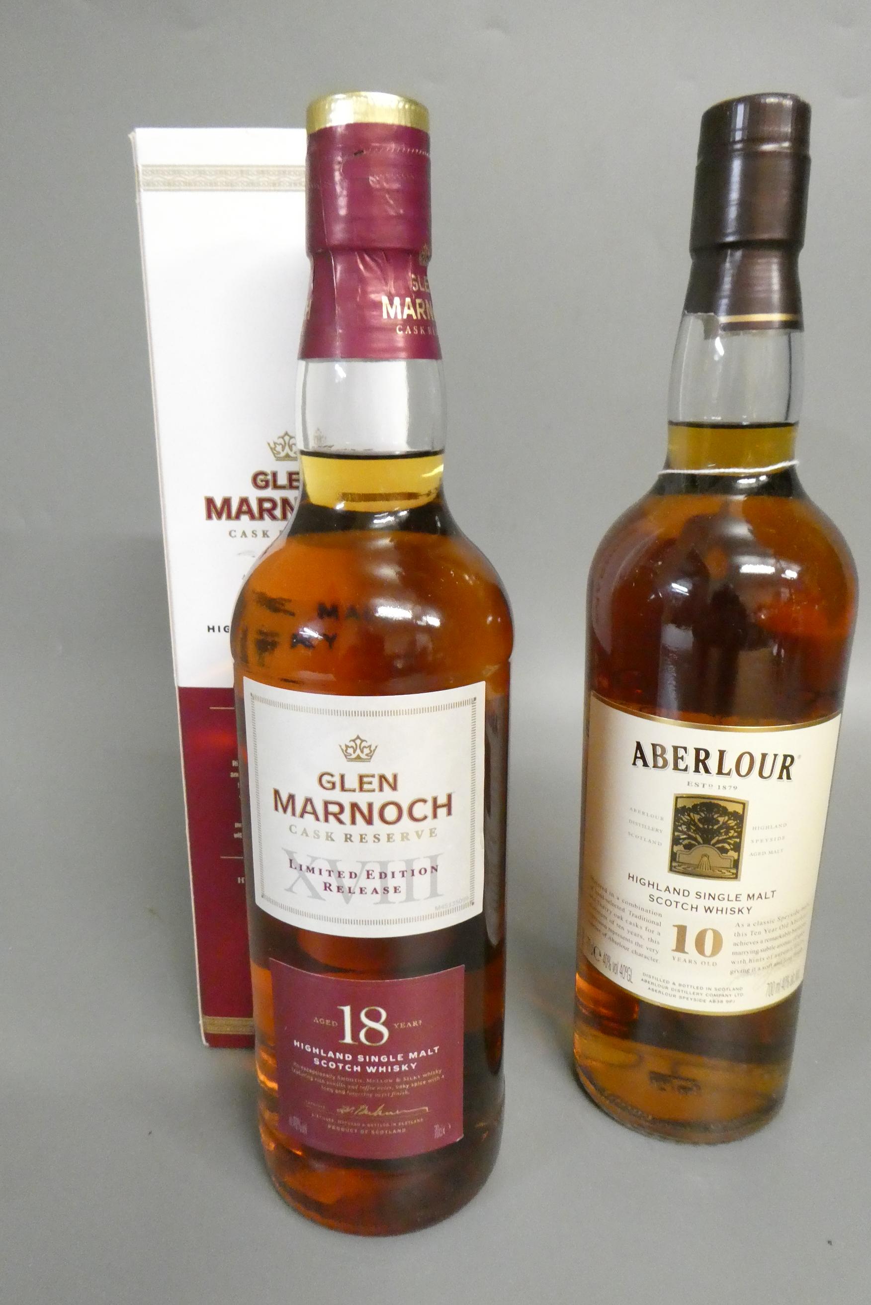 2 bottles of Highland single malt whisky, comprising 1 boxed 18 year old Glen Marnoch and 1 10 year Image