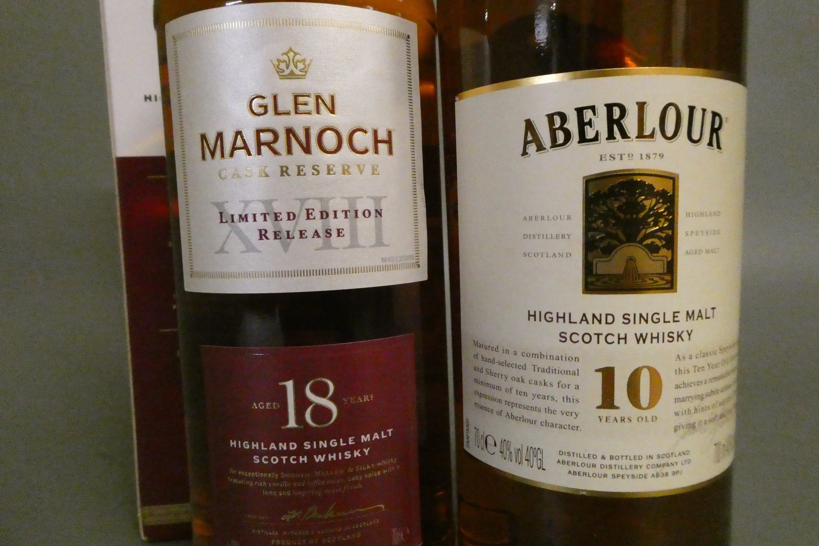 2 bottles of Highland single malt whisky, comprising 1 boxed 18 year old Glen Marnoch and 1 10 year Image