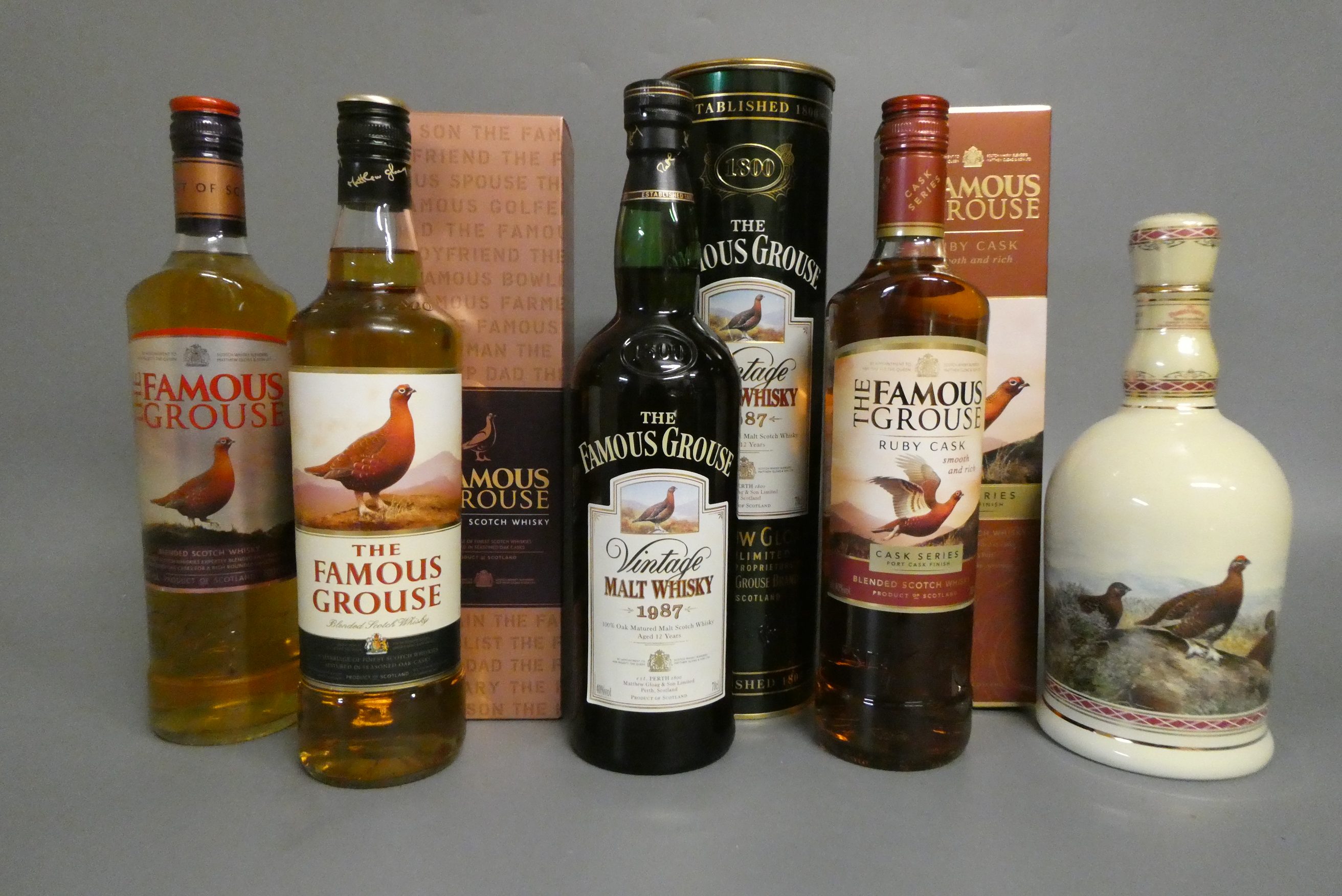 5 bottles of Famous Grouse whisky Image