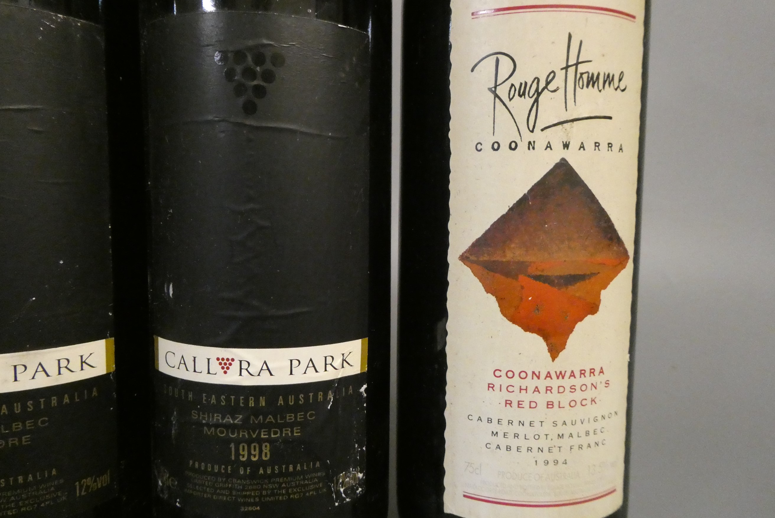 5 bottles of Australian red wine, comprising 1 Callura Park 1998 Shiraz, 1 1996 & 1 1998 Oxford Image