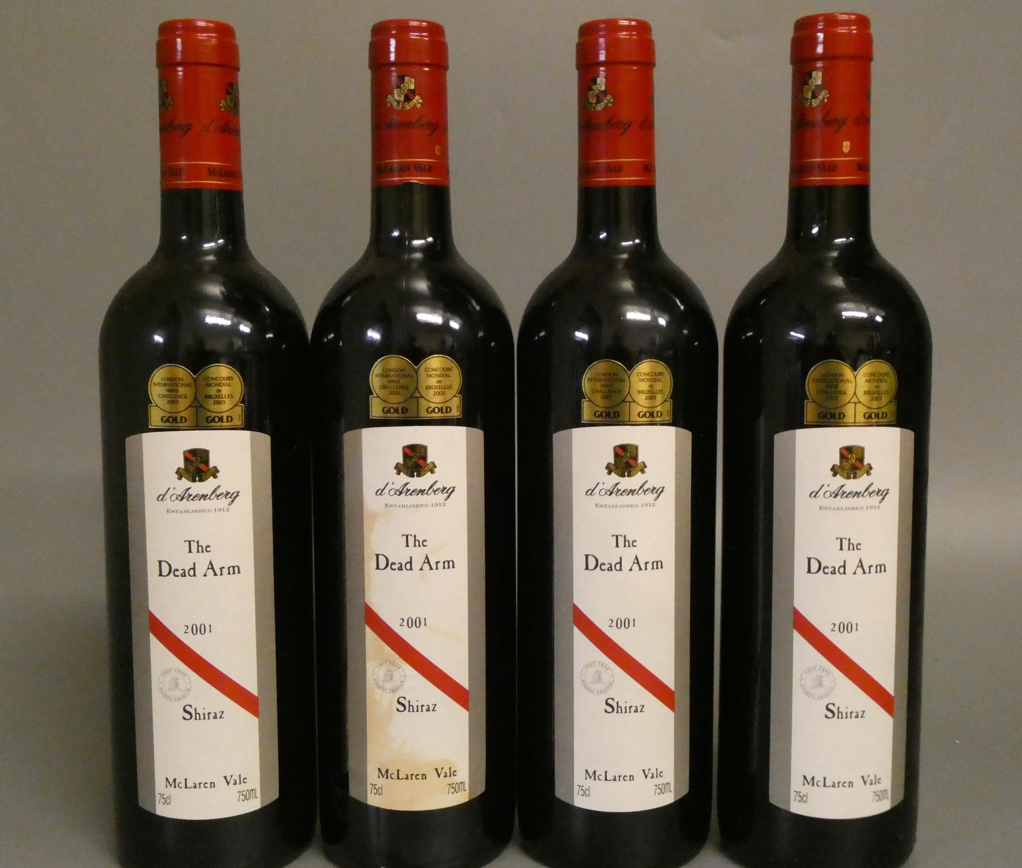 4 bottles The Dead Arm, 2001, d'Arenberg shiraz (Est. plus 24% premium inc. VAT) Image
