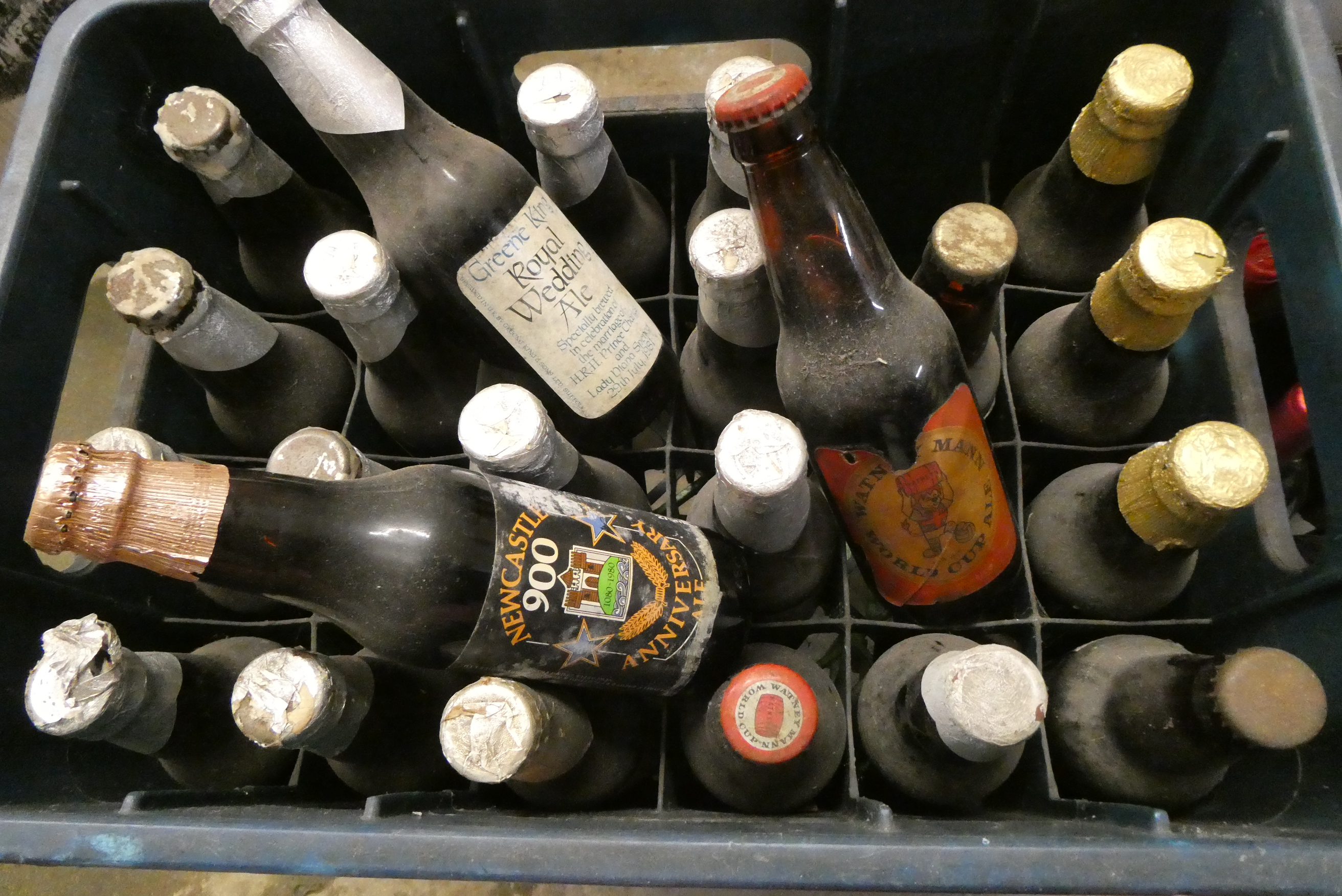 24 bottles of special edition ale, including Greene King Wedding Ale, Watney Mann World Cup Ale and Image