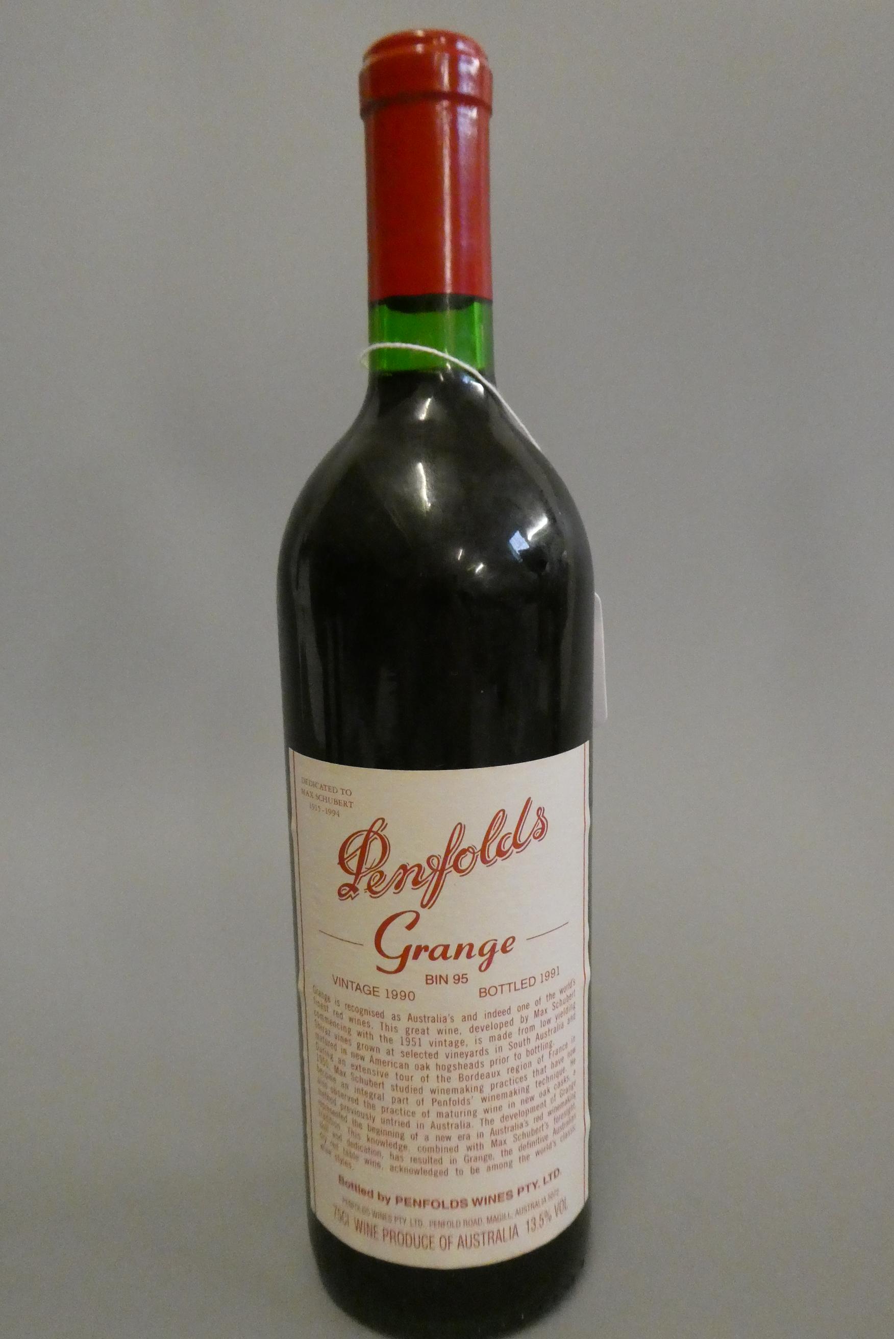 1 bottle Penfolds bin 95, 1990, Grange, shiraz, bottled 1991 (Est. plus 24% premium inc. VAT) Image
