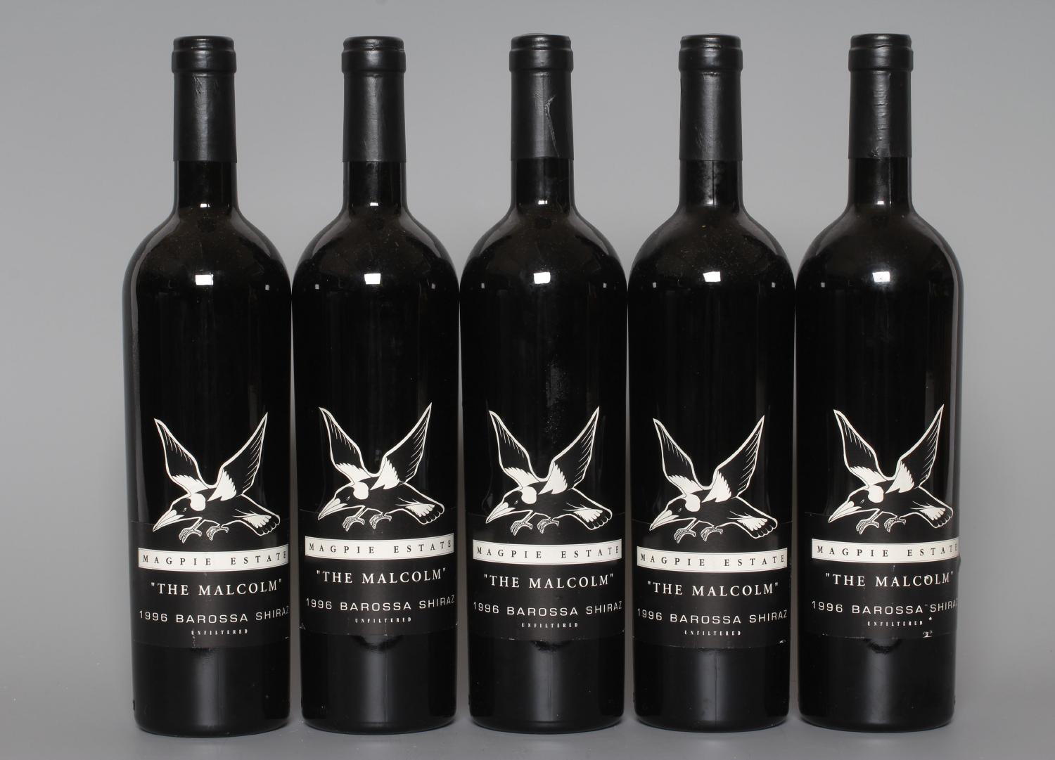 5 bottles "The Malcolm", 1996, Magpie Estate, Barossa shiraz (Est. plus 24% premium inc. VAT) Image