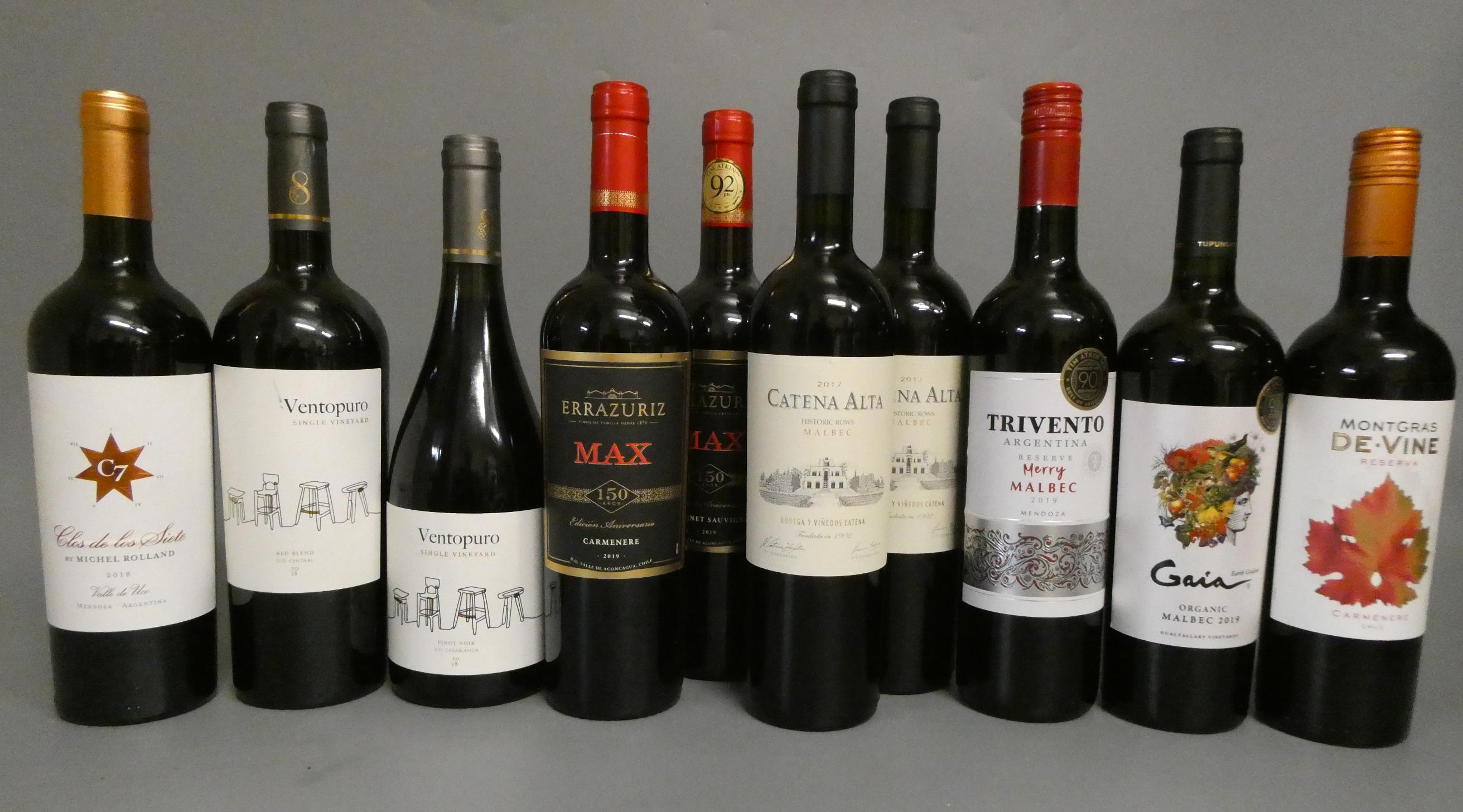 10 bottles of Chilean & Argentinian red wine Image
