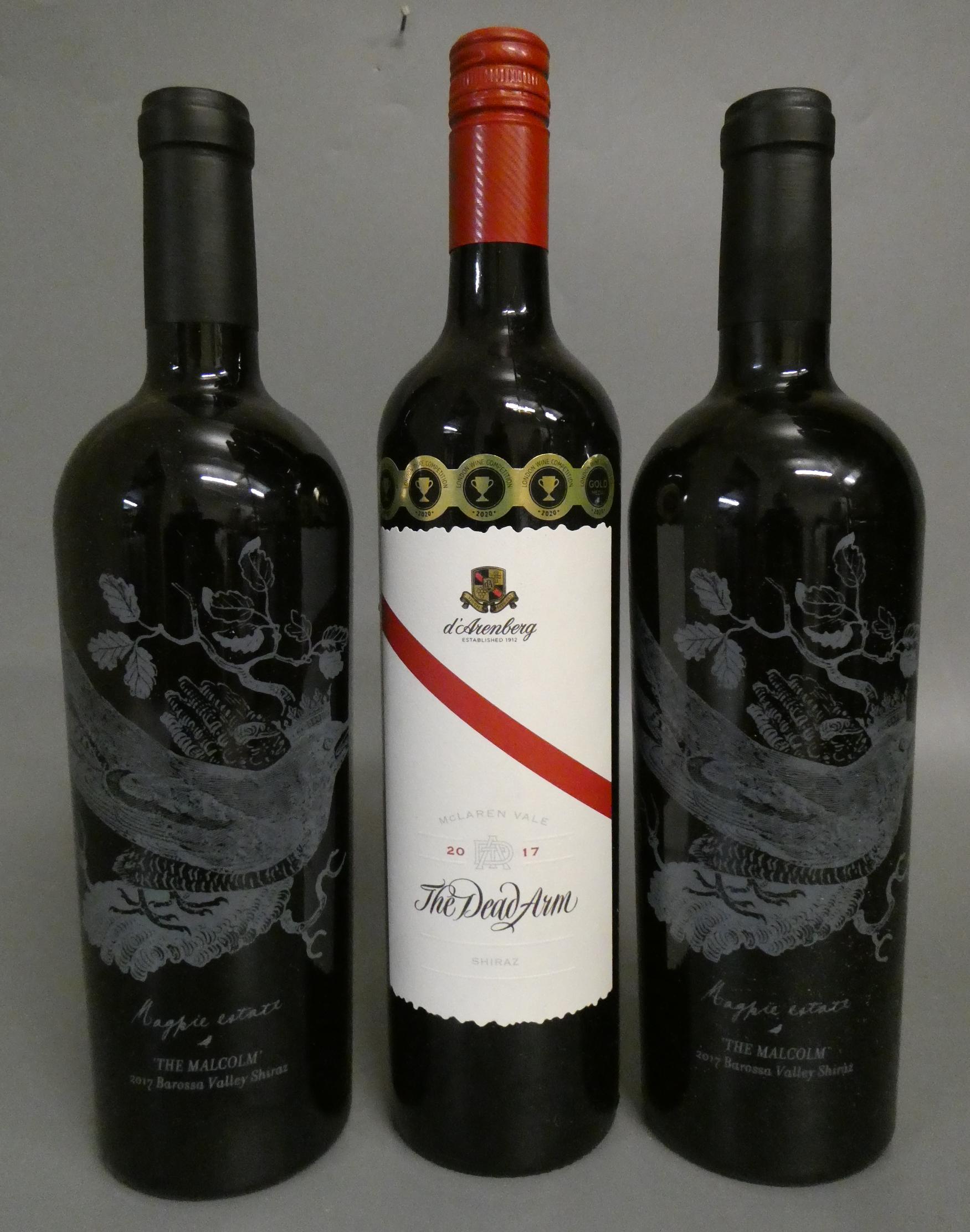 2 bottles "The Malcolm", 2017, Magpie Estate, Barossa Valley shiraz, together with 1 2017 The Dead Image