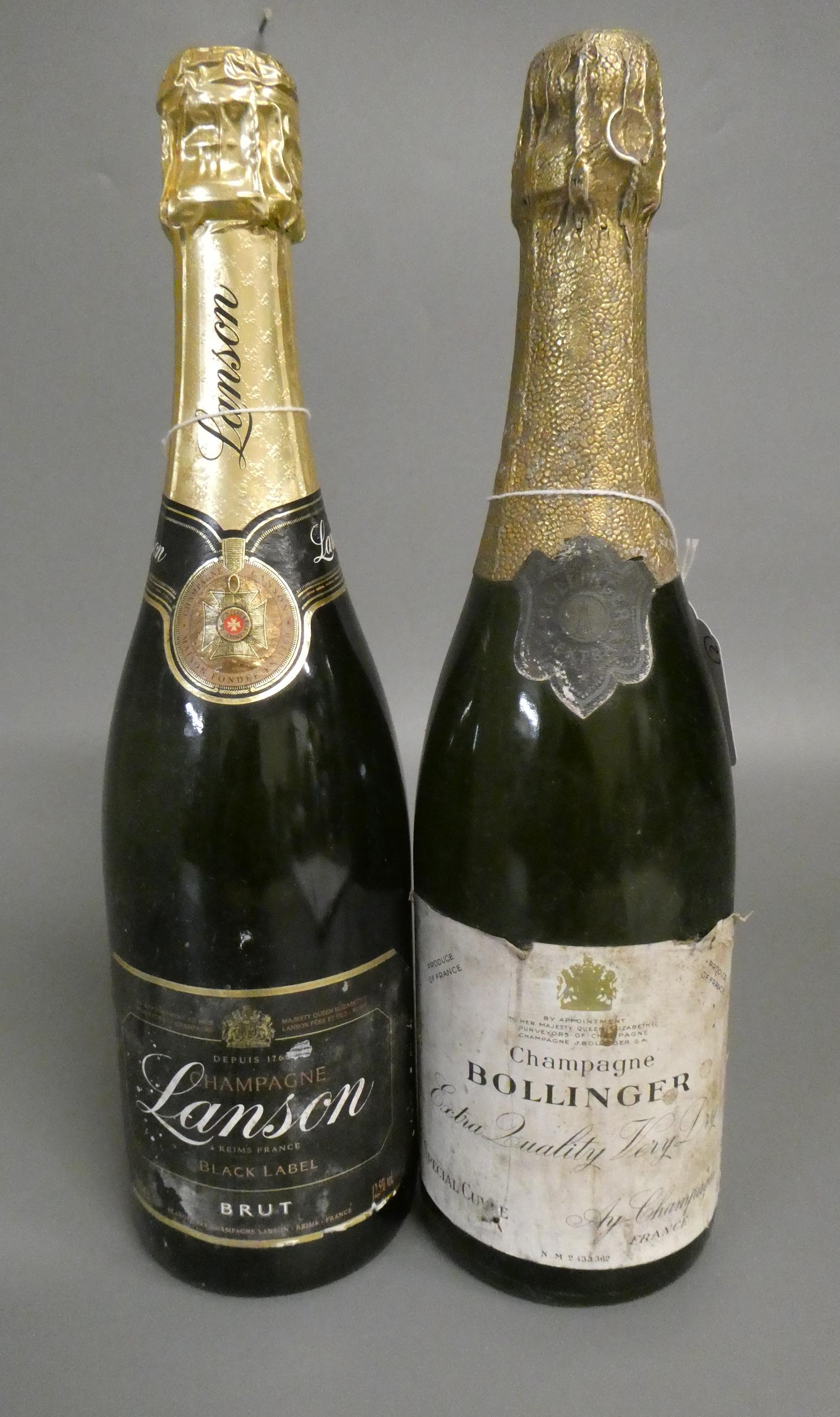 2 bottles of late 1970s champagne, comprising Bollinger extra quality very dry and a Lanson black Image