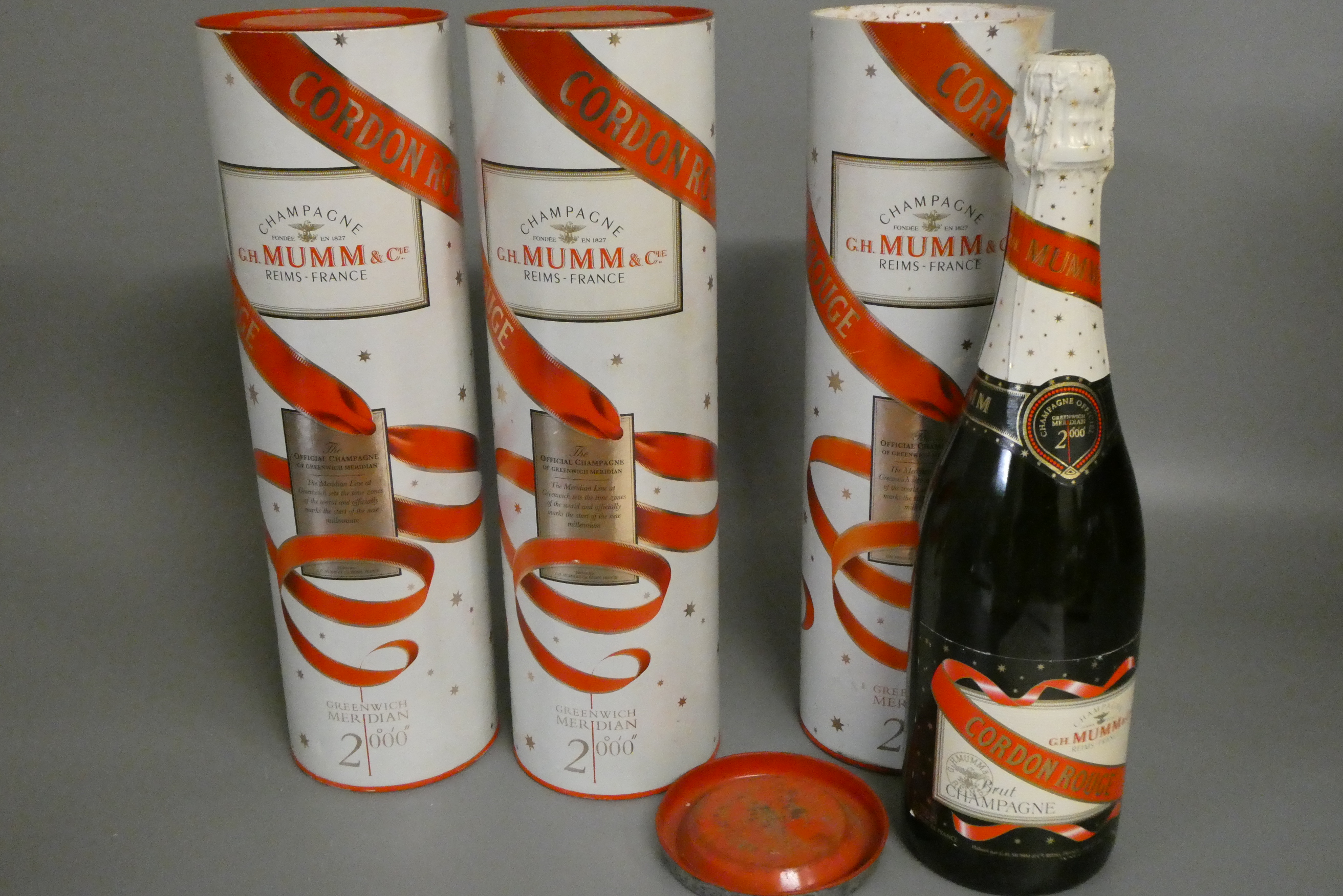 3 bottles Mumm Cordon Rouge, 2000, brut champagne, in tubes (Est. plus 24% premium inc. VAT) Image