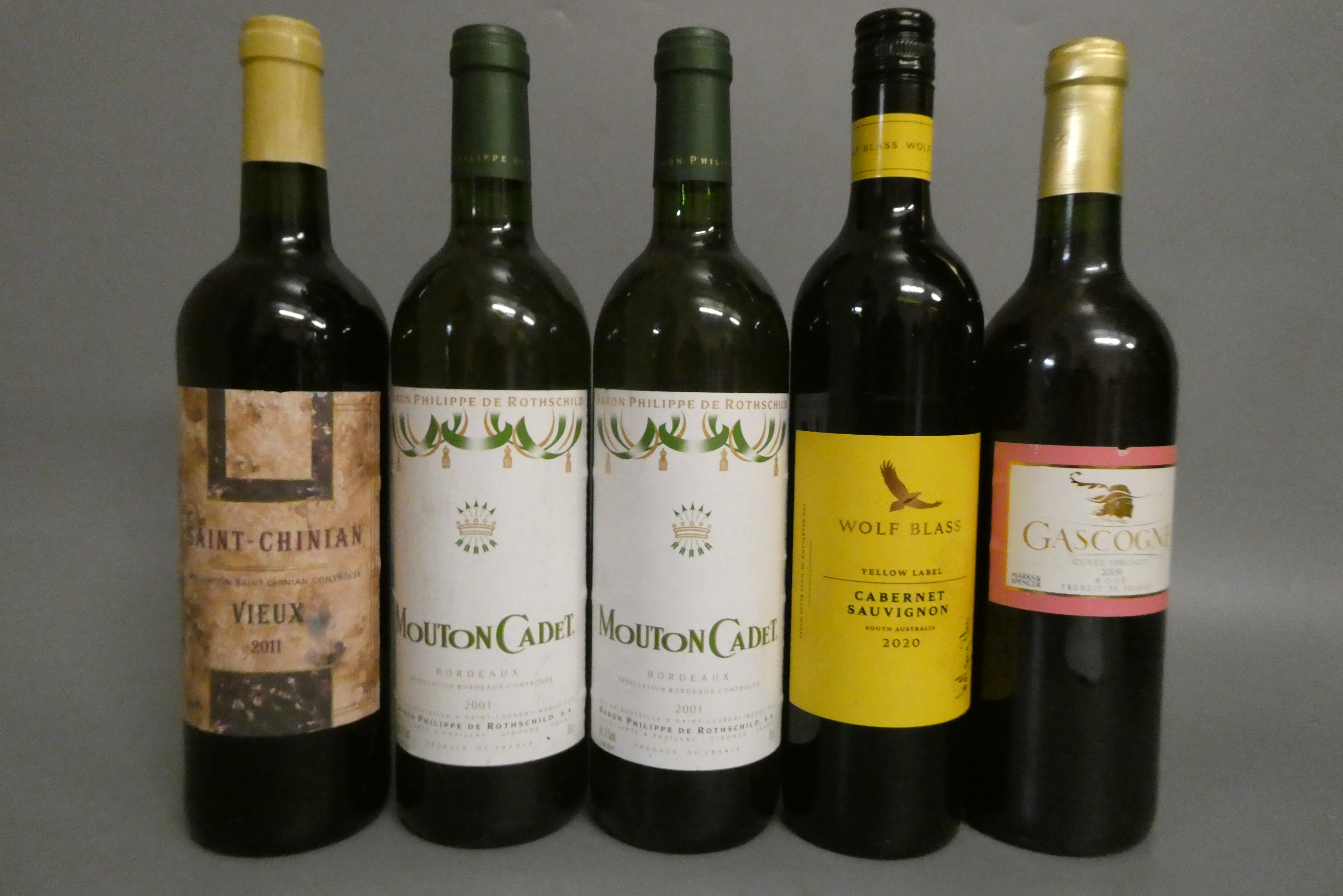 5 bottles of European & New World wine Image