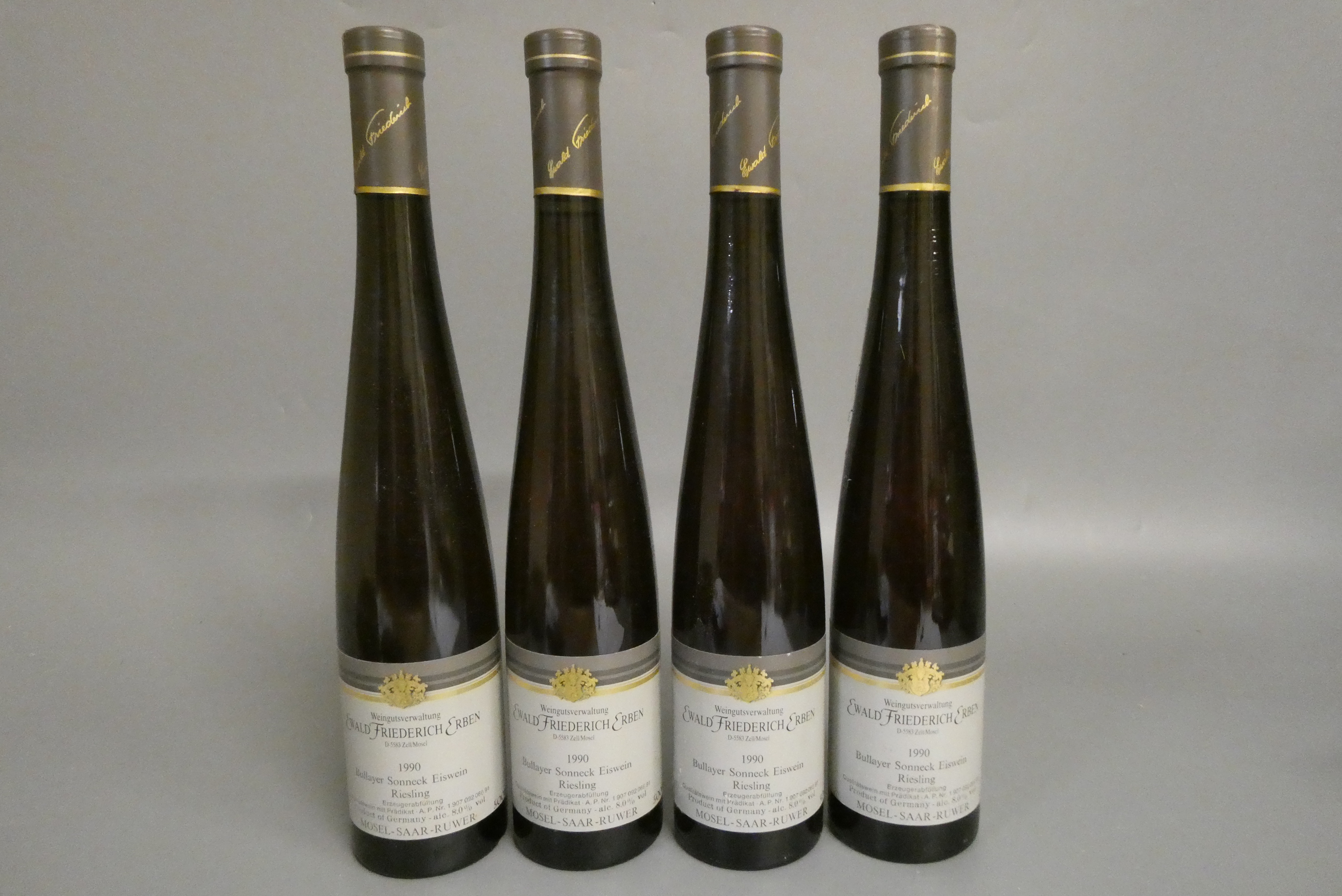 4 bottles Ewald Friederich Erben, 1990, Bullayer Sonneck Eiswein Riesling (Est. plus 24% premium Image