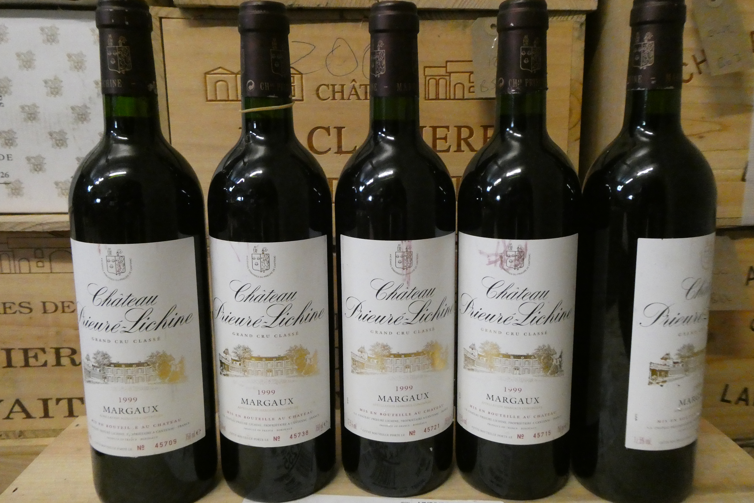 5 bottles Chateau Prieure Lichine, 1999, Margaux, grand cru classe (Est. plus 24% premium inc. VAT) Image