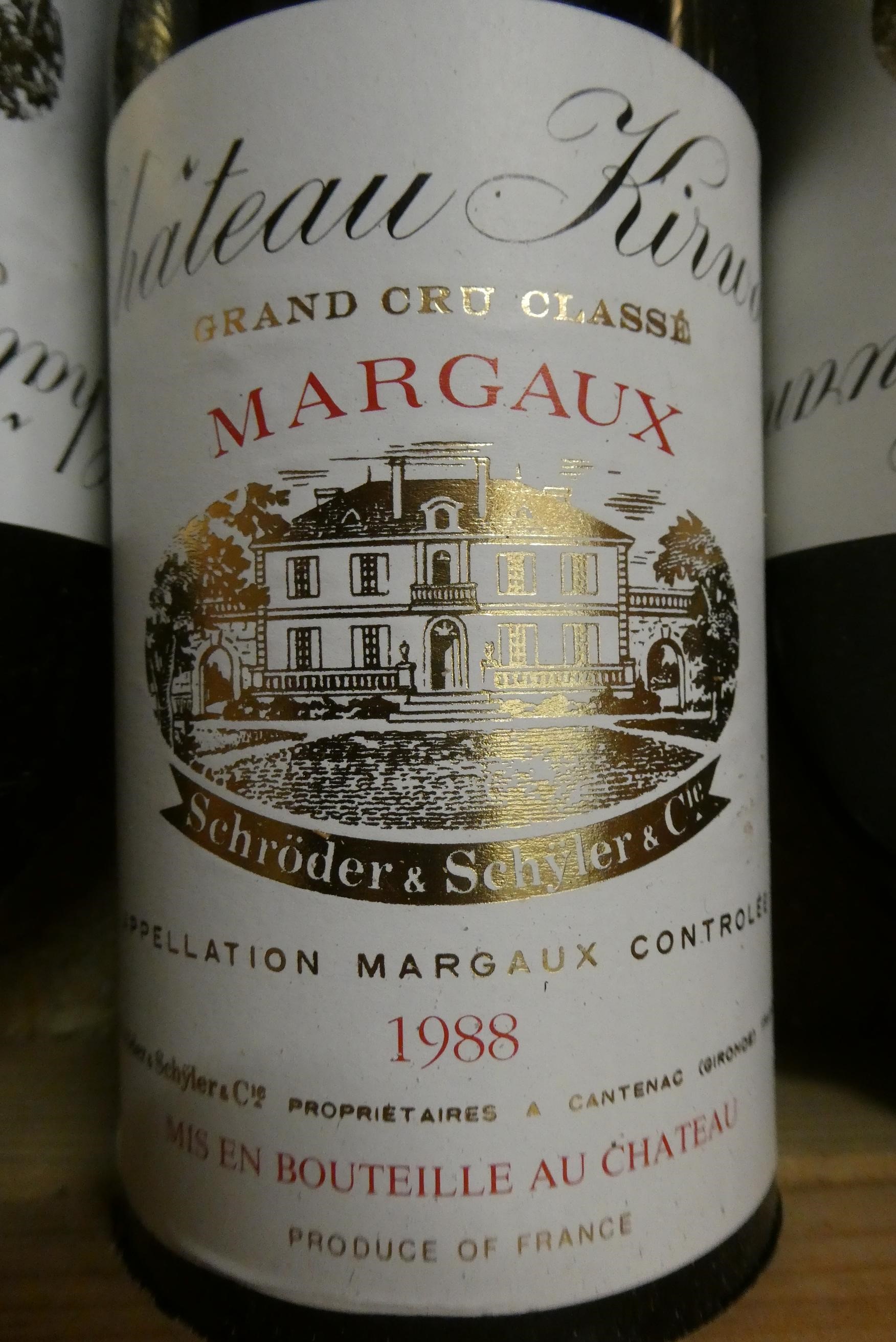3 bottles Chateau Kirwan, 1988, Margaux, grand cru classe, OWC (Est. plus 24% premium inc. VAT) Image