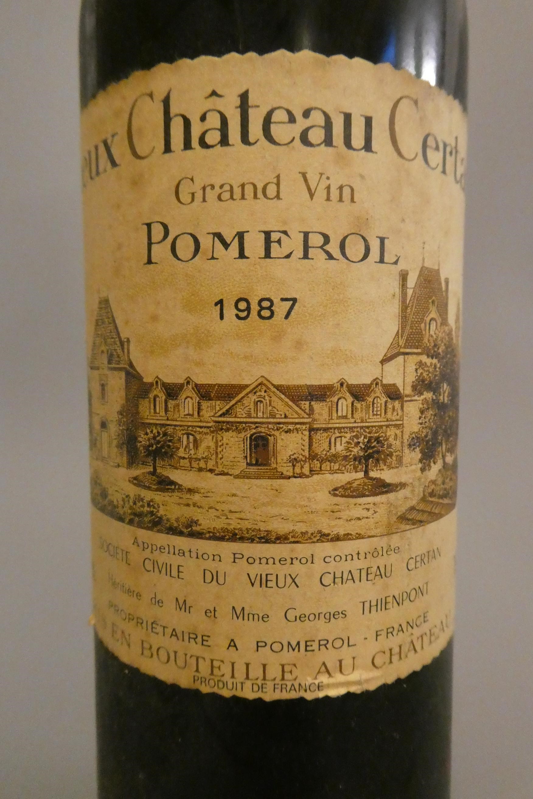 1 bottle Vieux Chateau Certan, 1987, pomerol, grand vin, mis en bouteille au chateau (Est. plus 24% Image