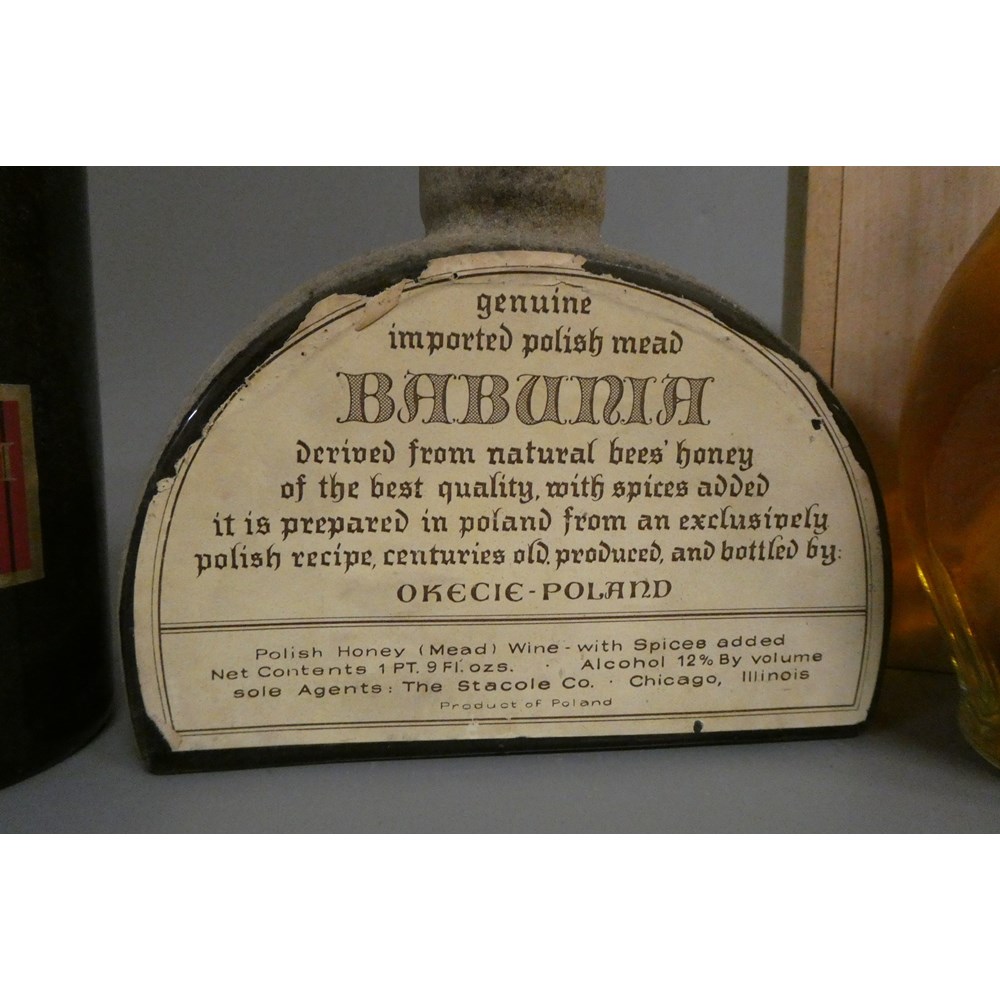 3 bottles comprising 1 Whitwhams Millenium Port, 1 Poire Williams Hediard, & 1 Babunia Polish mead Image