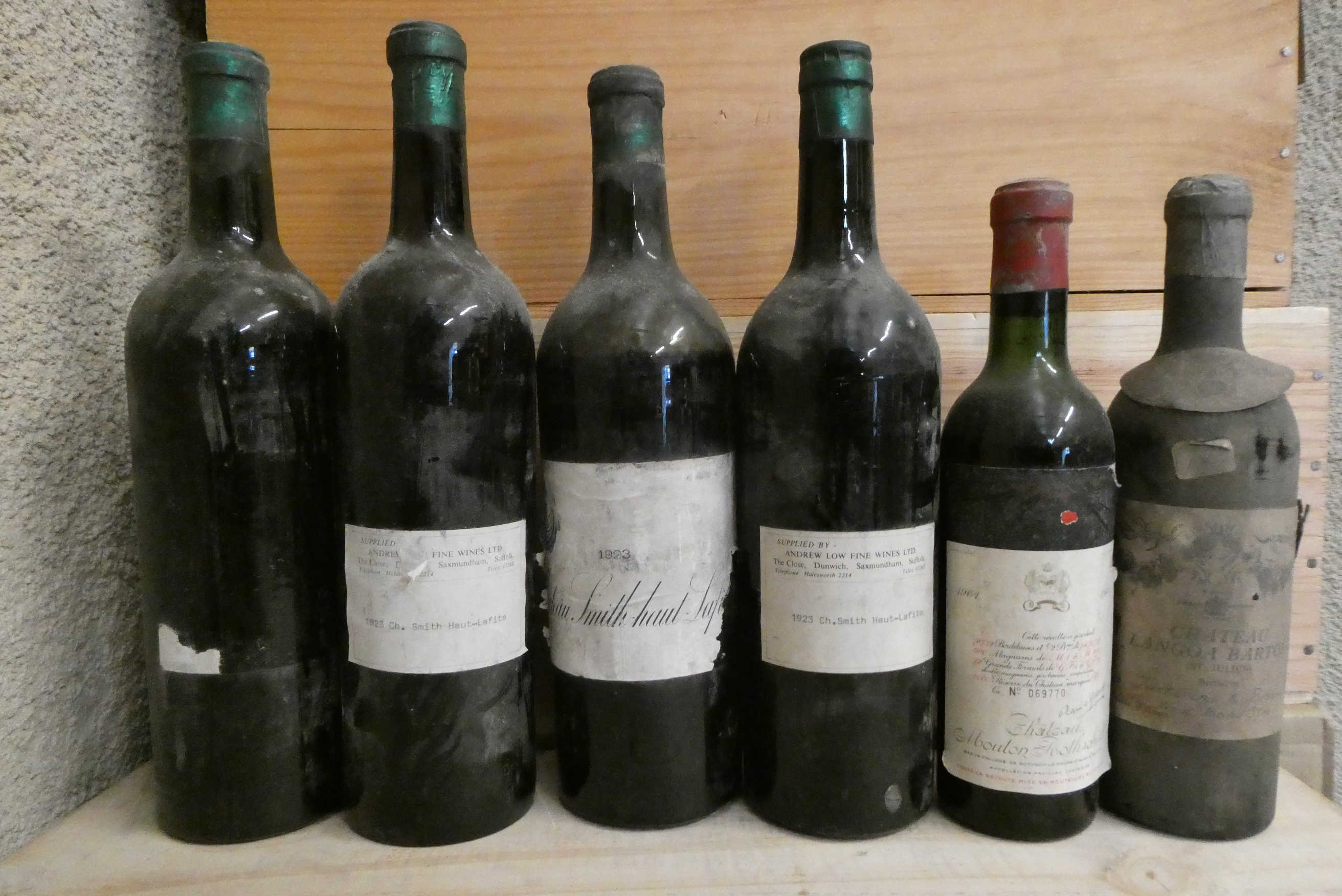 4 bottles Chateau Smith-Haut-Lafite, 1923, together with 1 half Chateau Mouton Rothschild 1961 & 1 Image