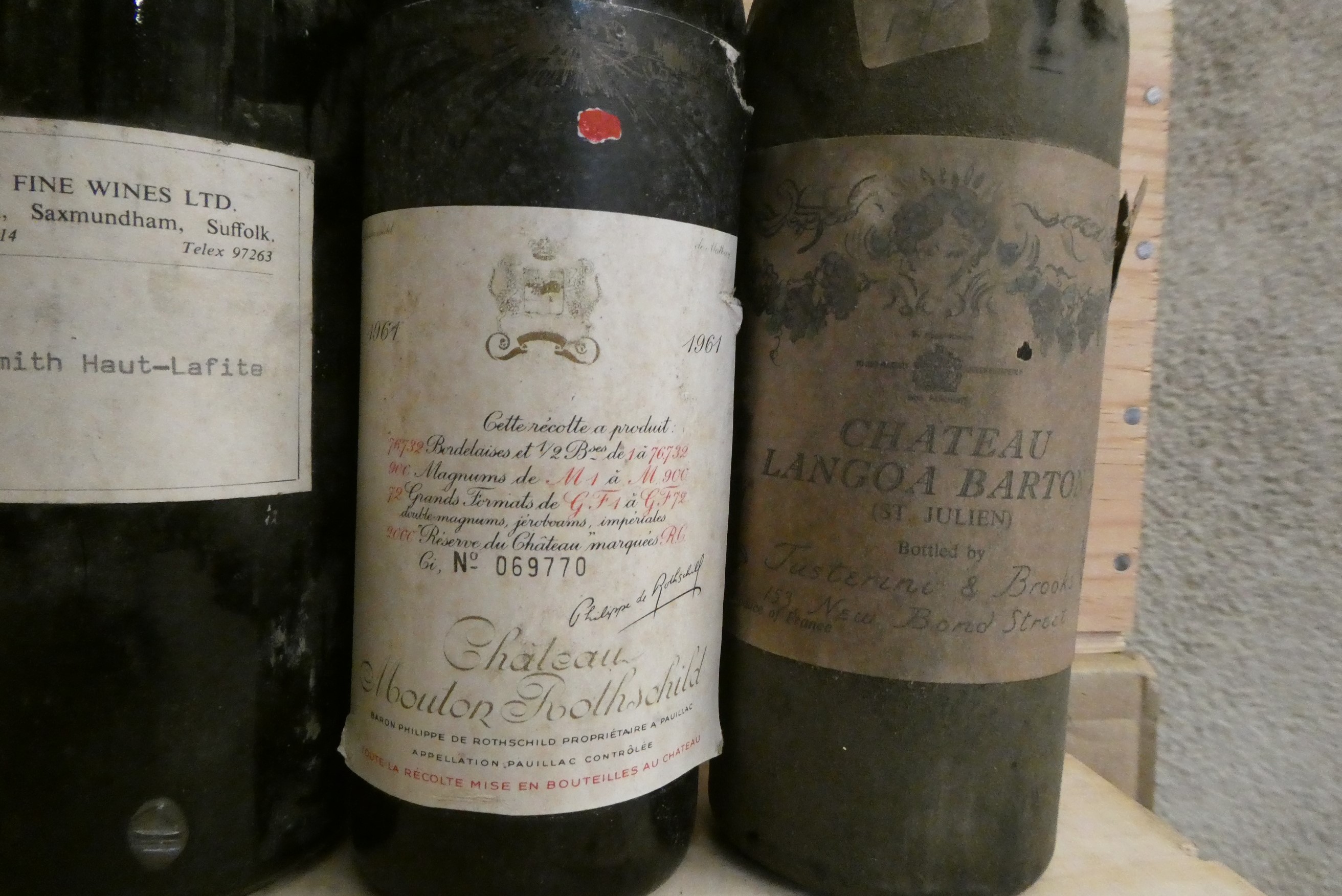 4 bottles Chateau Smith-Haut-Lafite, 1923, together with 1 half Chateau Mouton Rothschild 1961 & 1 Image