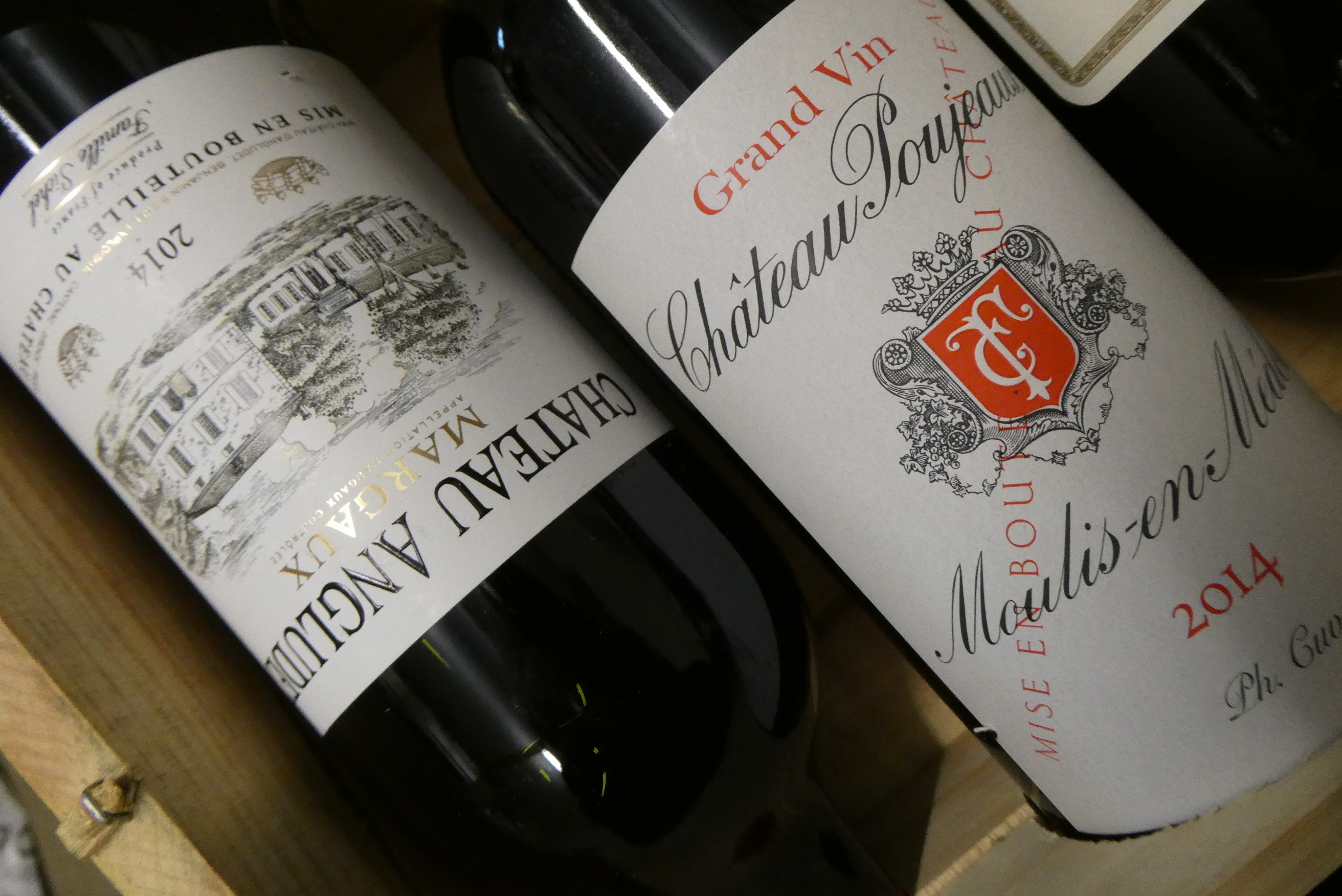 6 bottles 2014 vintage bordeaux, comprising 2 Ch. Angludet Margaux, 2 Ch. Poujeaux Moulis en Medoc, Image