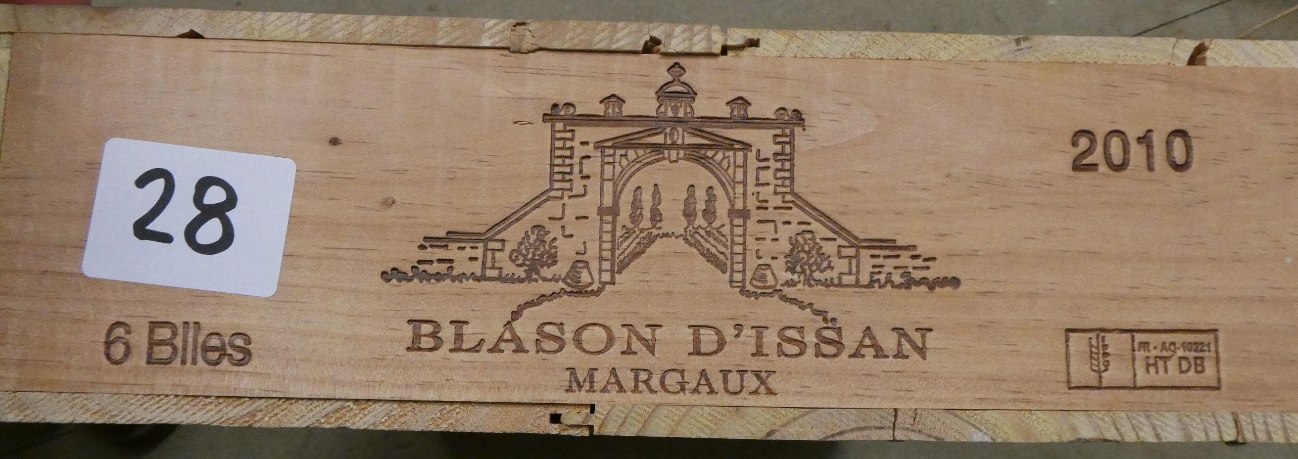 6 bottles Blason d'Issan, 2010, 2eme vin Chateau d'Issan cru classe Margaux, OWC (Est. plus 24% Image